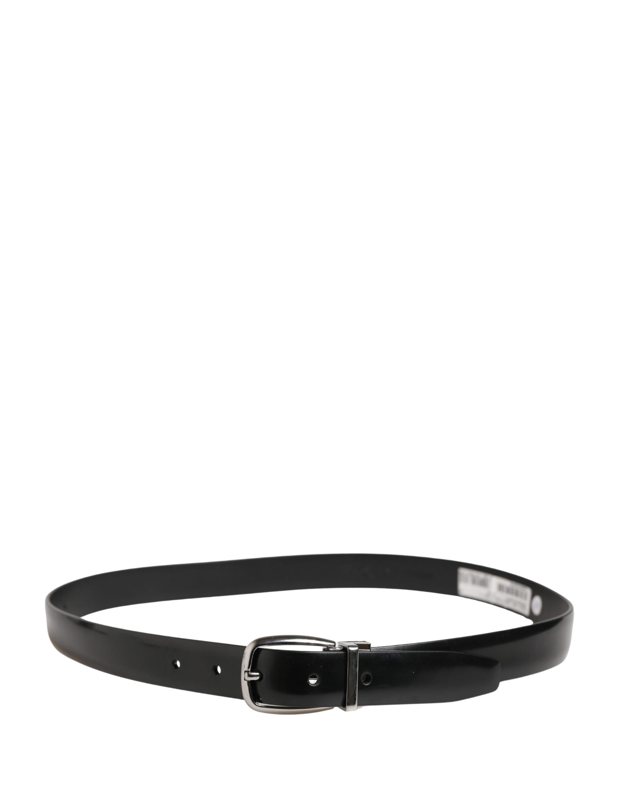 Dolce & Gabbana Men Black Classic Leather Metal Buckle Men's Belt (Pre-Owned)