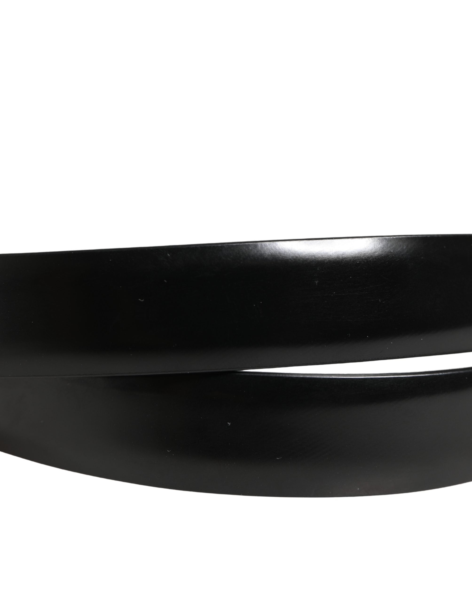 Dolce & Gabbana Men Black Classic Leather Metal Buckle Men's Belt (Pre-Owned)