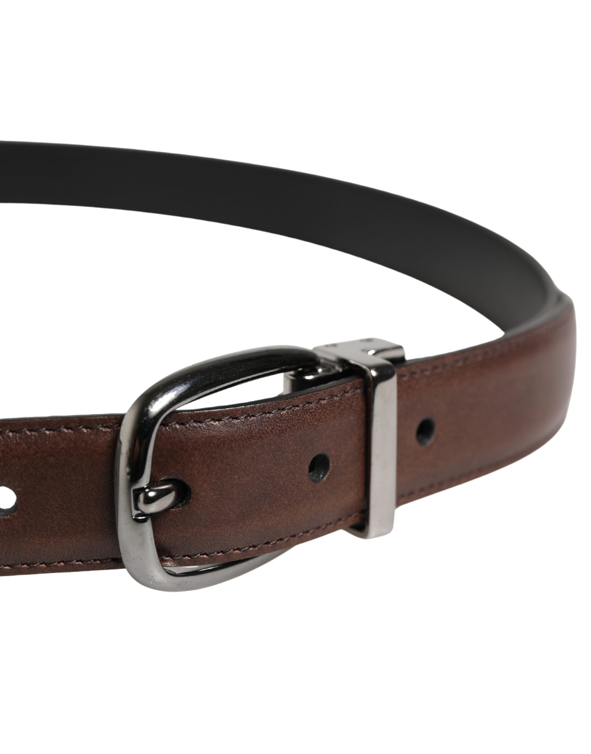 Dolce & Gabbana Men Brown Classic Leather Metal Buckle Men's Belt