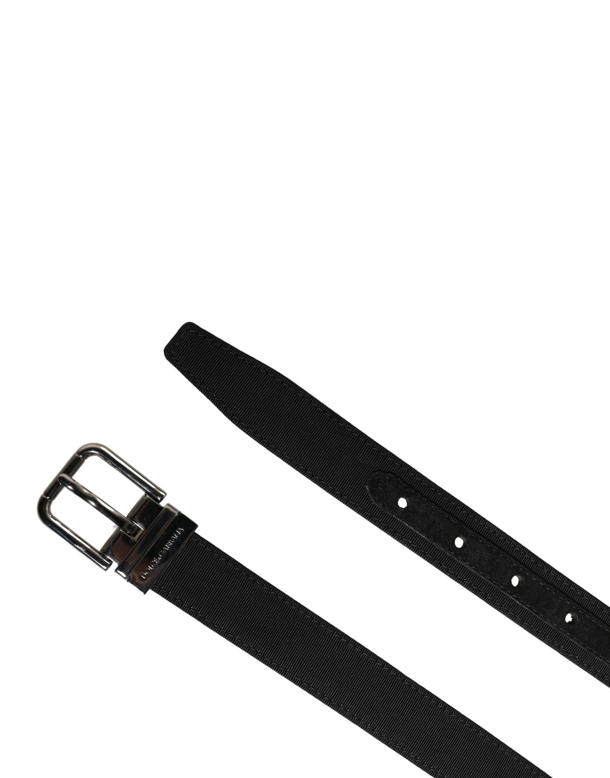 Dolce & Gabbana Men Black Viscose Leather Metal Buckle Men's Belt