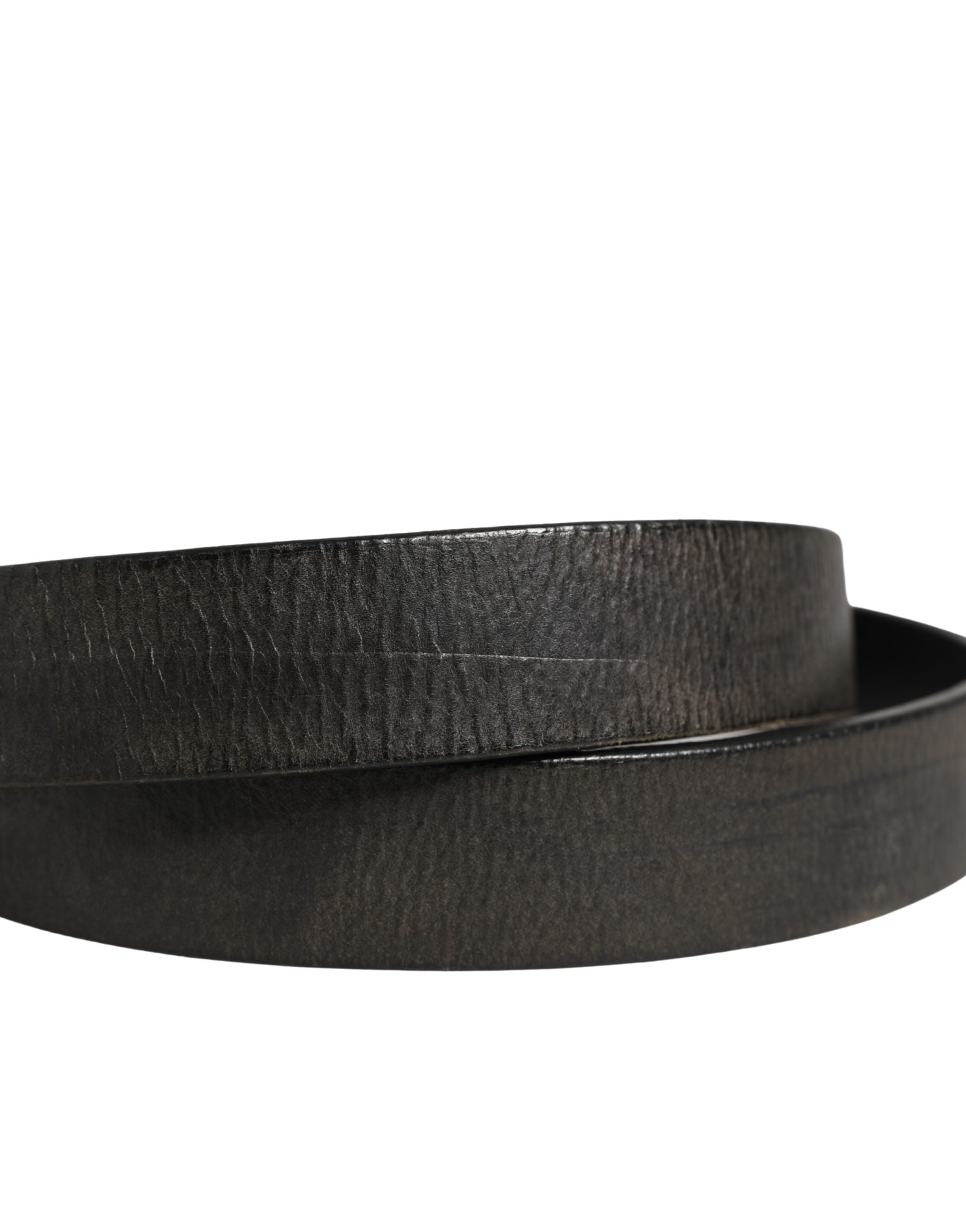 Dolce & Gabbana Men Black Classic Leather Metal Buckle Men's Belt (Pre-Owned)