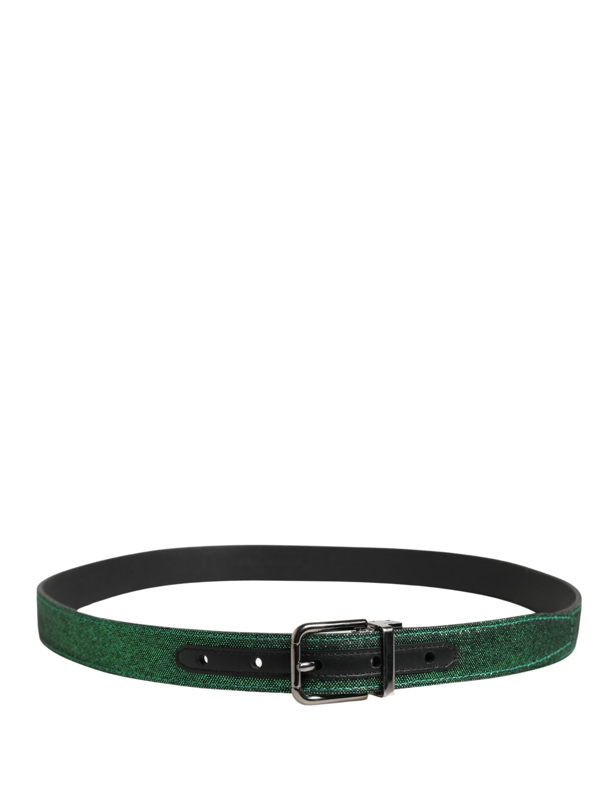 Dolce & Gabbana Men Green Lurex Polyester Metal Buckle Men's Belt