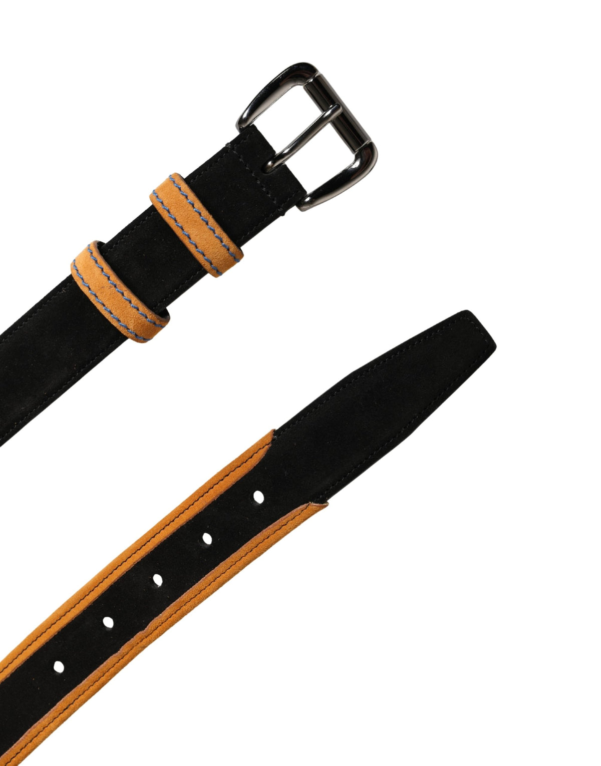 Dolce & Gabbana Men Black Orange Polyester Metal Buckle Men's Belt