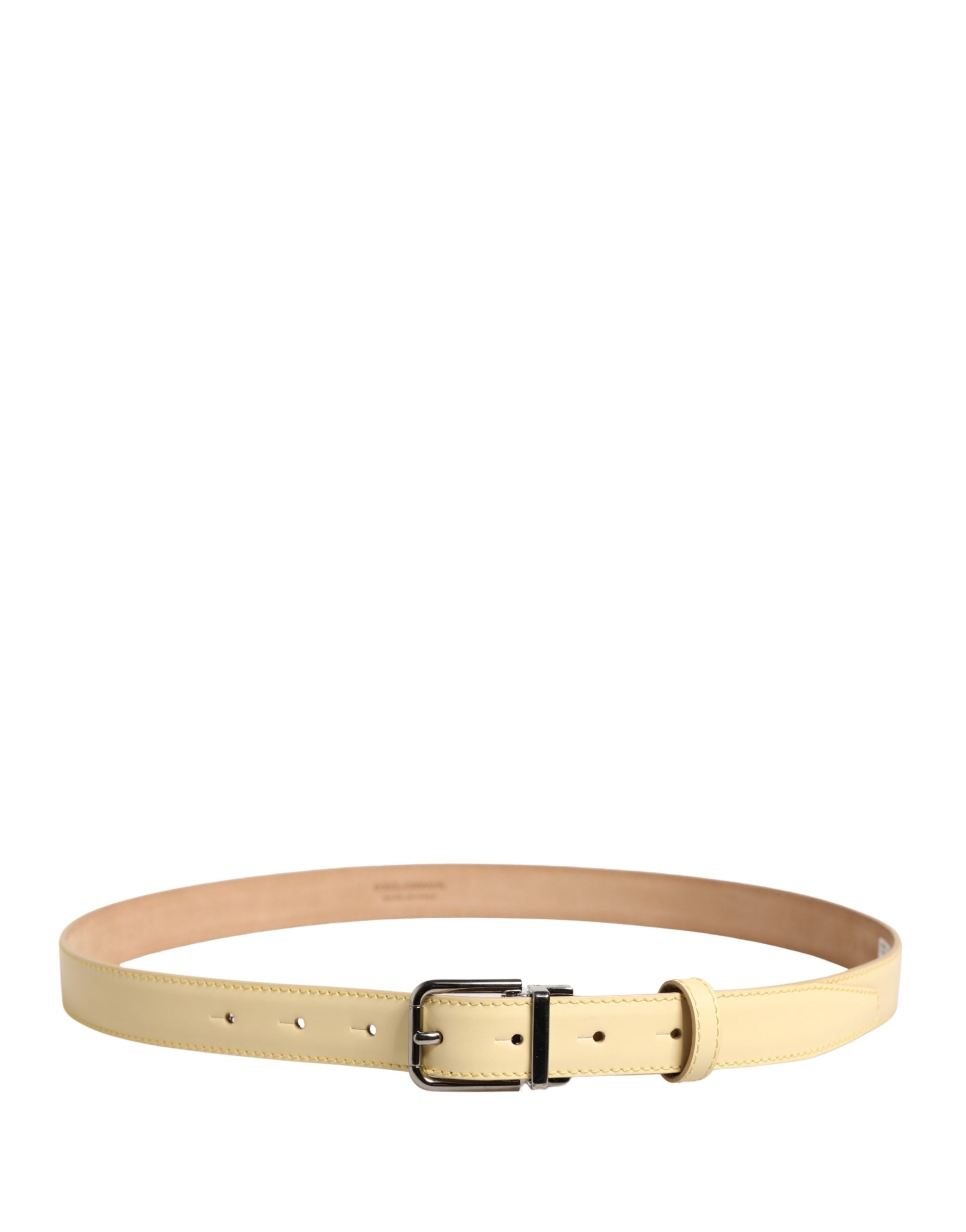Dolce & Gabbana Men Yellow Classic Leather Metal Buckle Men's Belt