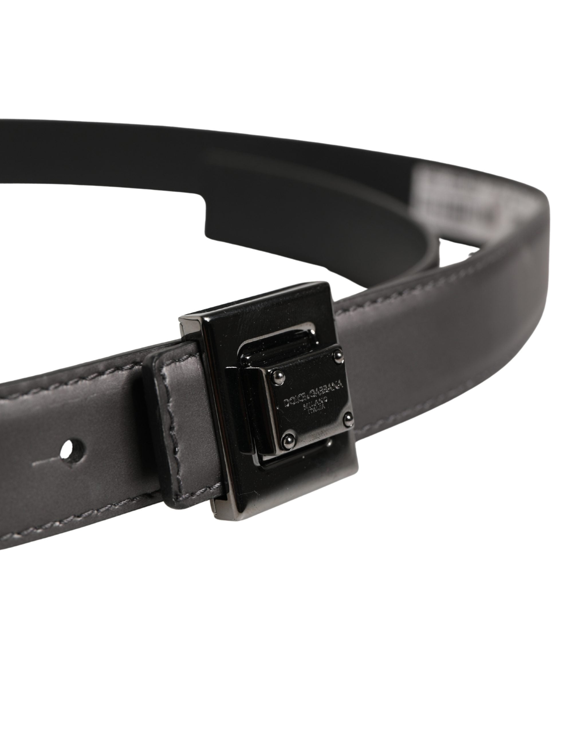 Dolce & Gabbana Men Silver Classic Leather Square Buckle Men's Belt