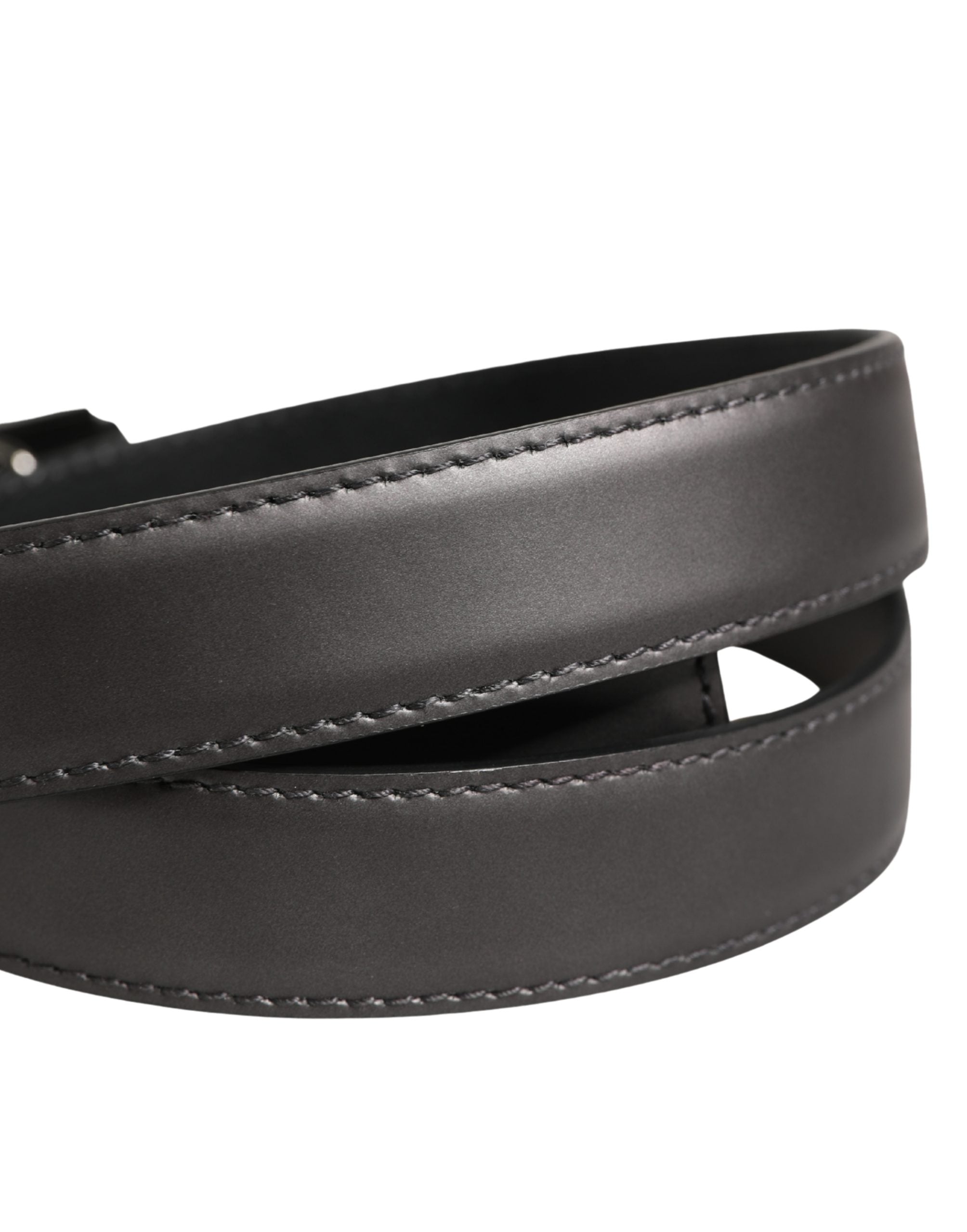 Dolce & Gabbana Men Silver Classic Leather Square Buckle Men's Belt