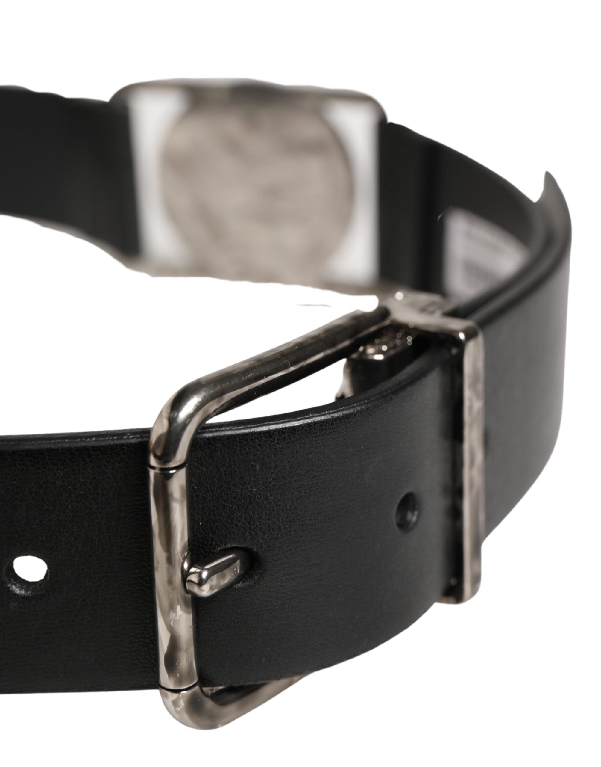 Dolce & Gabbana Men Black Classic Leather Metal Buckle Men's Belt