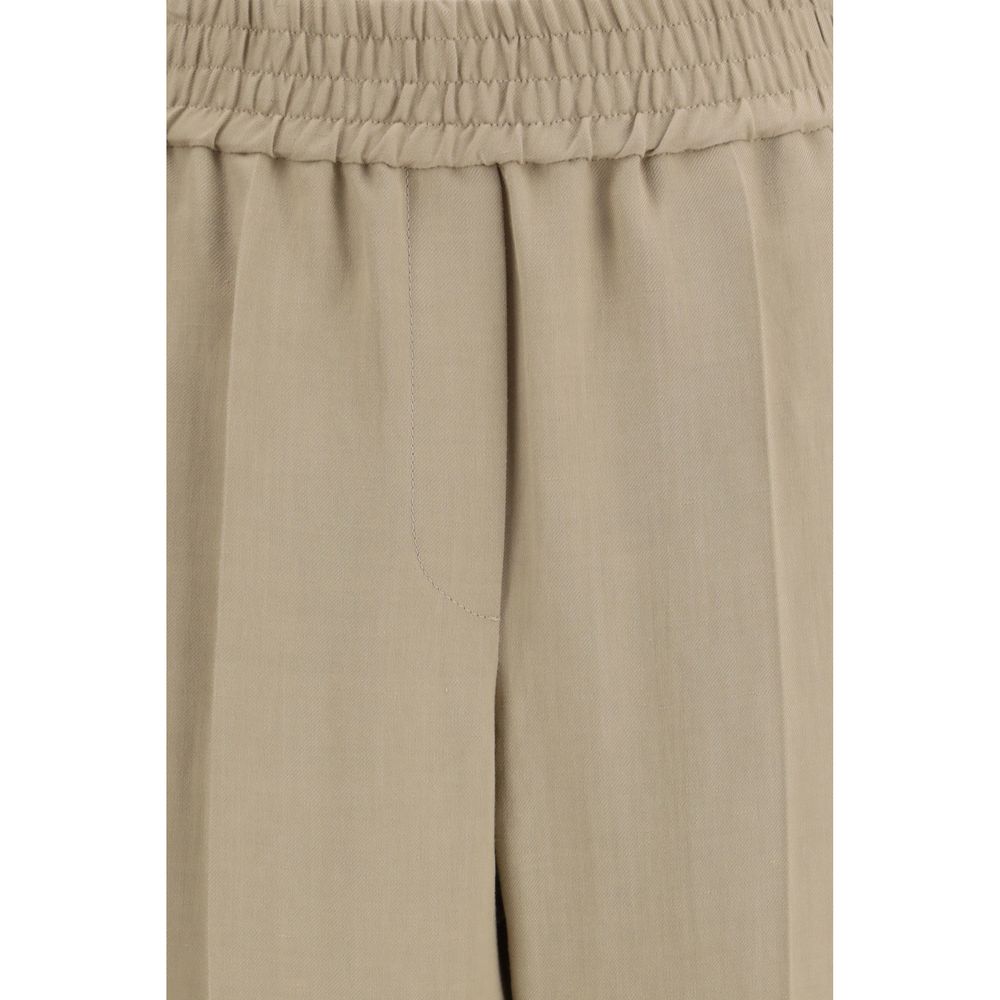 Brunello Cucinelli Beige Viscose Casual Women's Pants
