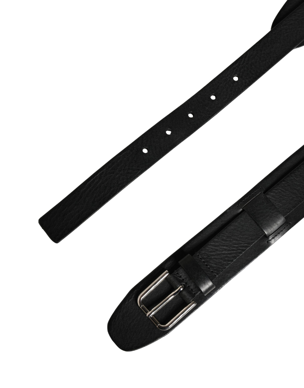 Dolce & Gabbana Men Black Classic Leather Metal Buckle Men's Belt