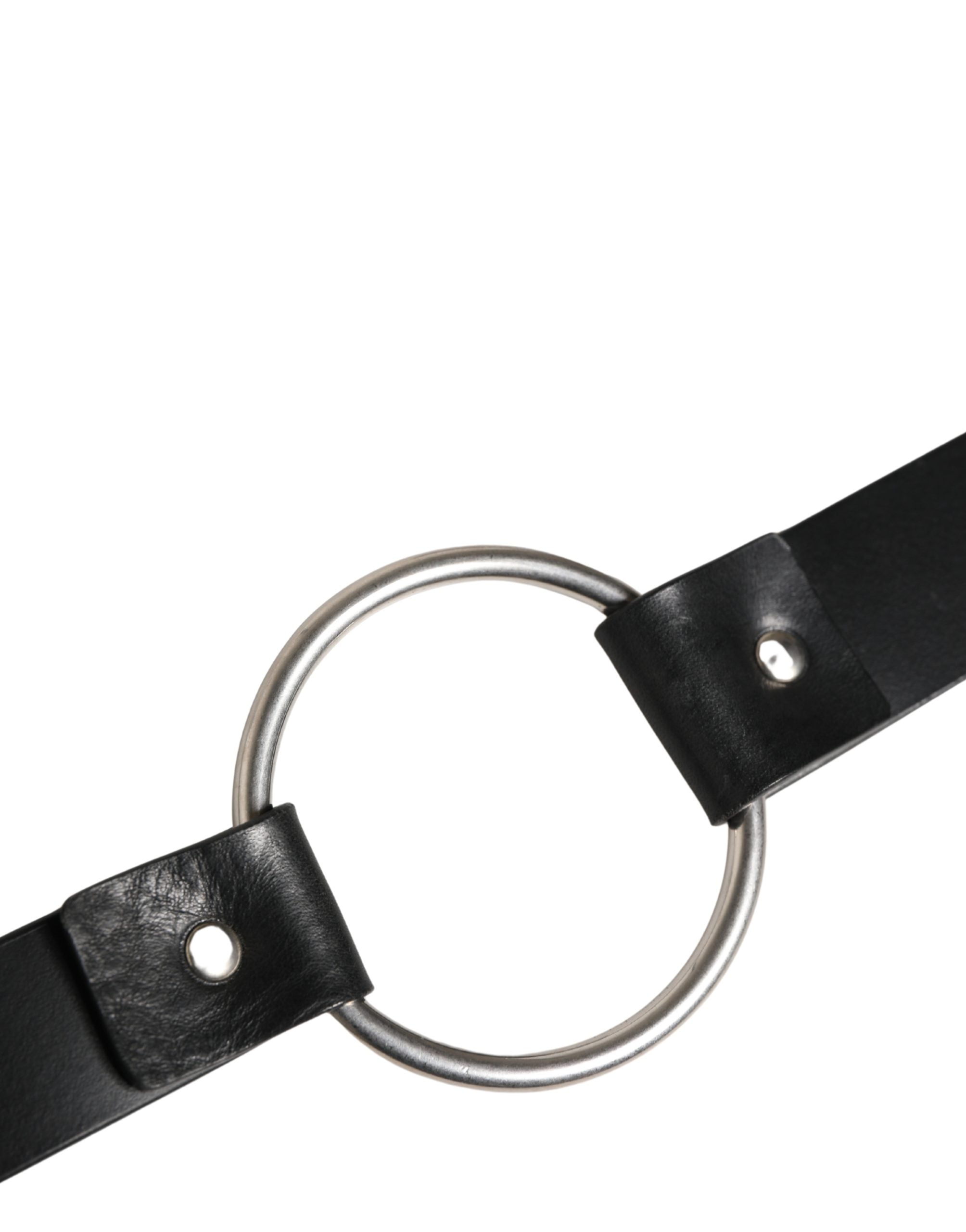 Dolce & Gabbana Black Double Strap Leather Silver Buckle Men's Belt