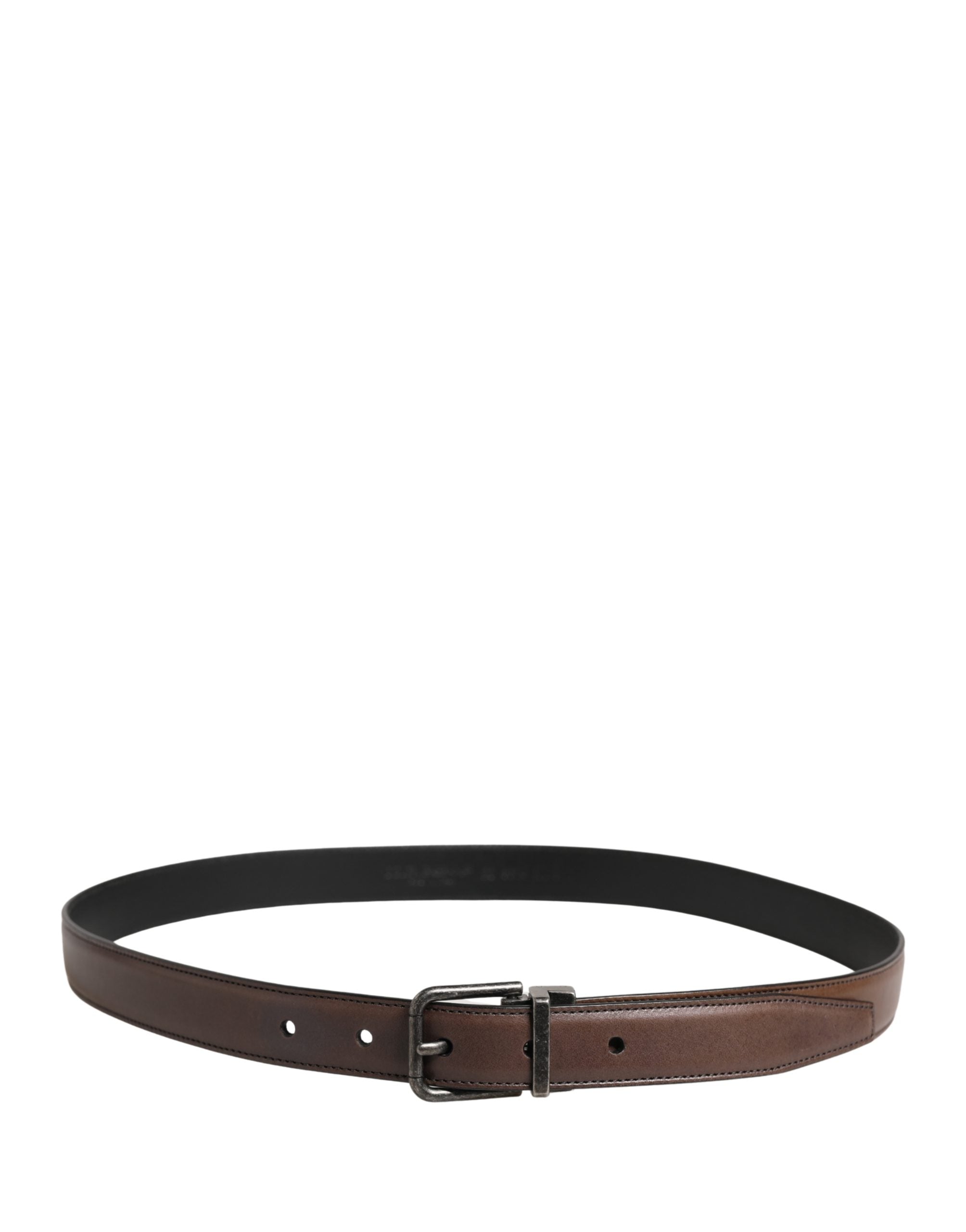 Dolce & Gabbana Men Brown Classic Leather Metal Buckle Men's Belt