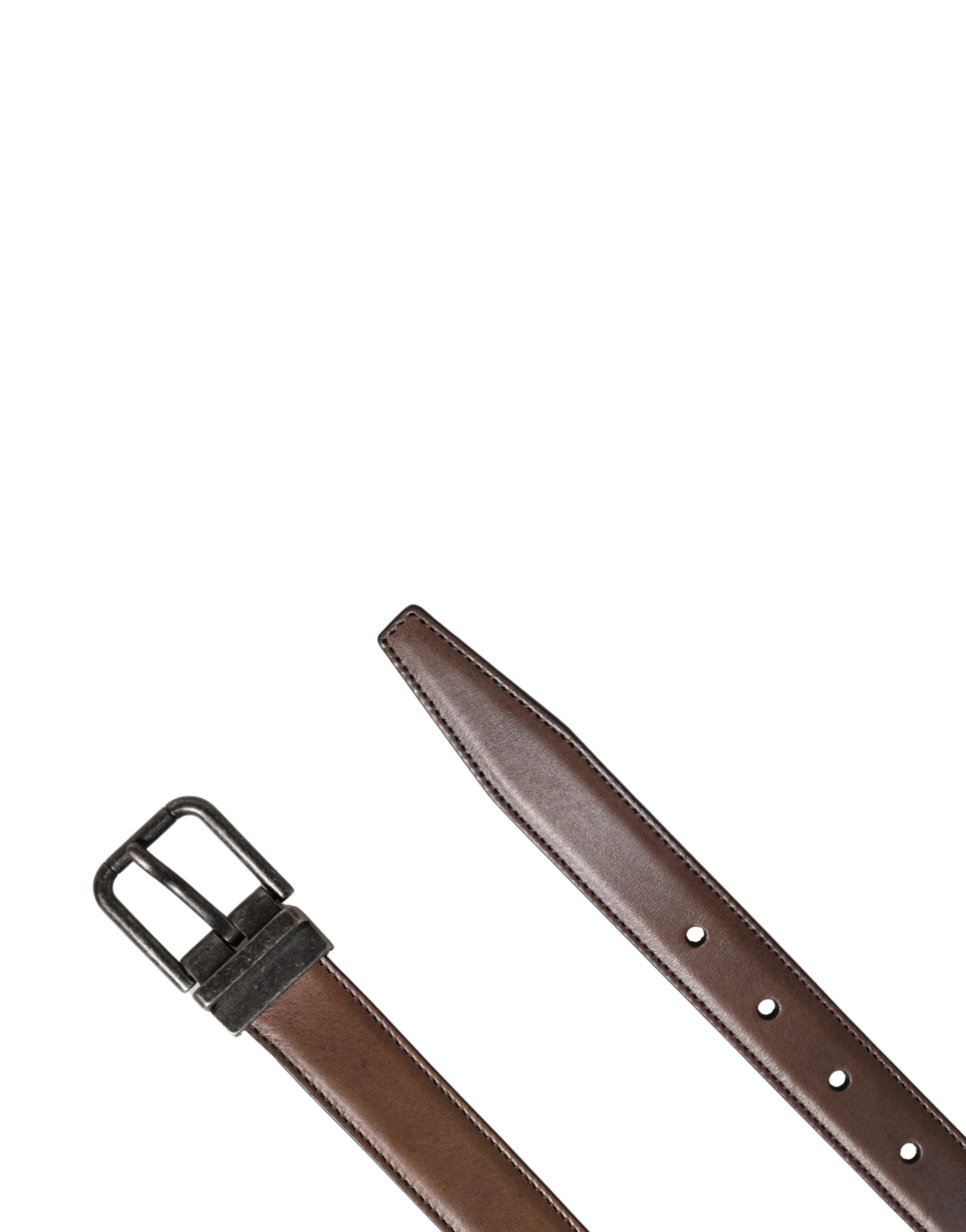Dolce & Gabbana Men Brown Classic Leather Metal Buckle Men's Belt