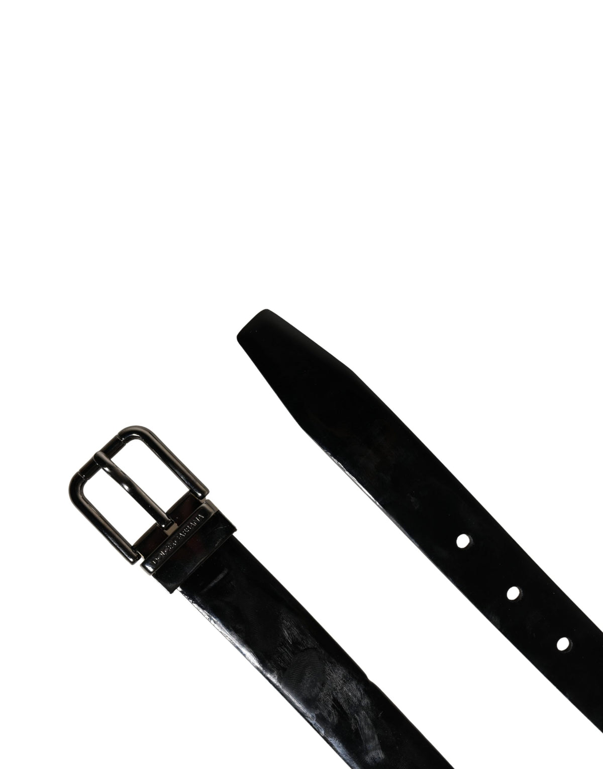 Dolce & Gabbana Men Black Classic Leather Metal Buckle Men's Belt (Pre-Owned)