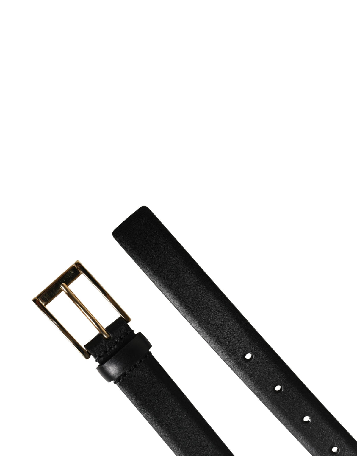 Dolce & Gabbana Men Black Classic Leather Metal Buckle Men's Belt (Pre-Owned)