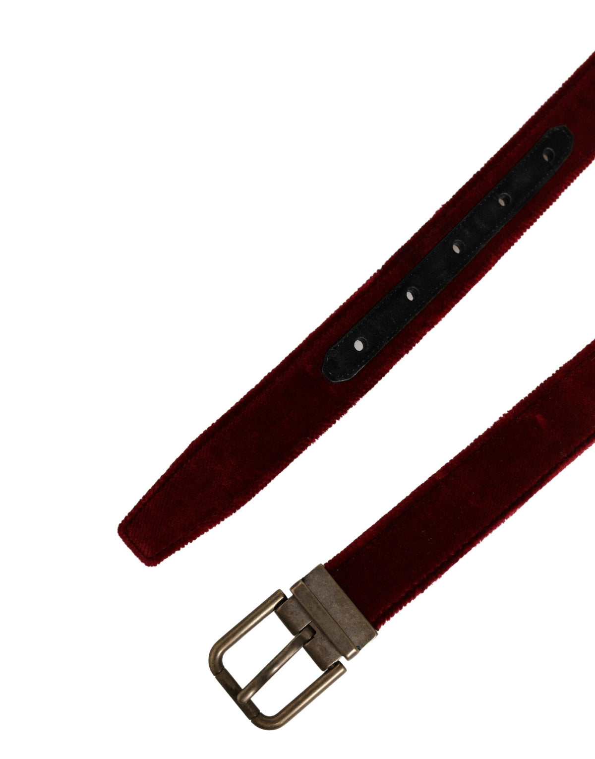 Dolce & Gabbana Men Burgundy Velvet Cotton Metal Buckle Men's Belt