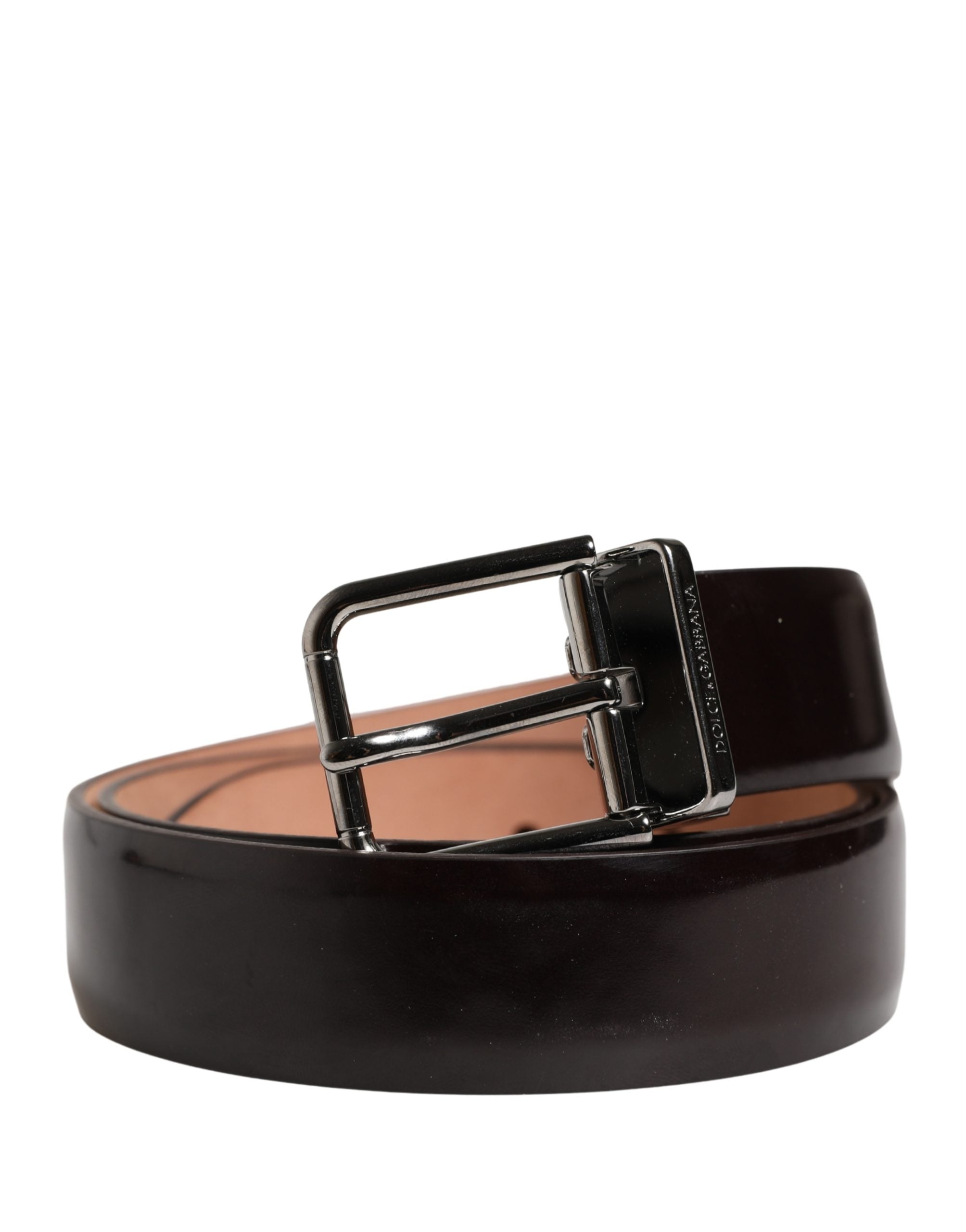 Dolce & Gabbana Men Black Calfskin Leather Metal Buckle Men's Belt (Pre-Owned)
