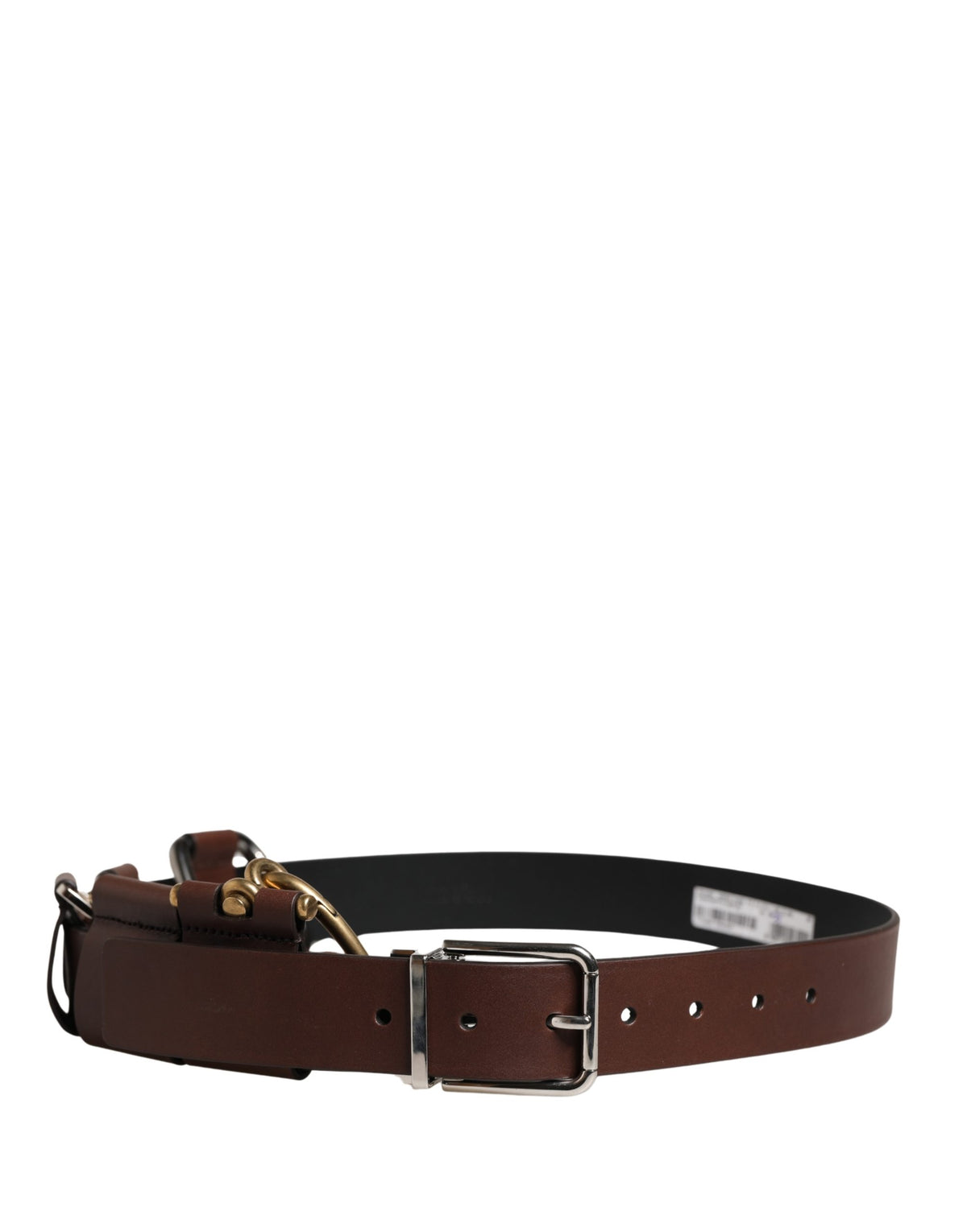 Dolce & Gabbana Men Brown Classic Leather Metal Buckle Men's Belt (Pre-Owned)