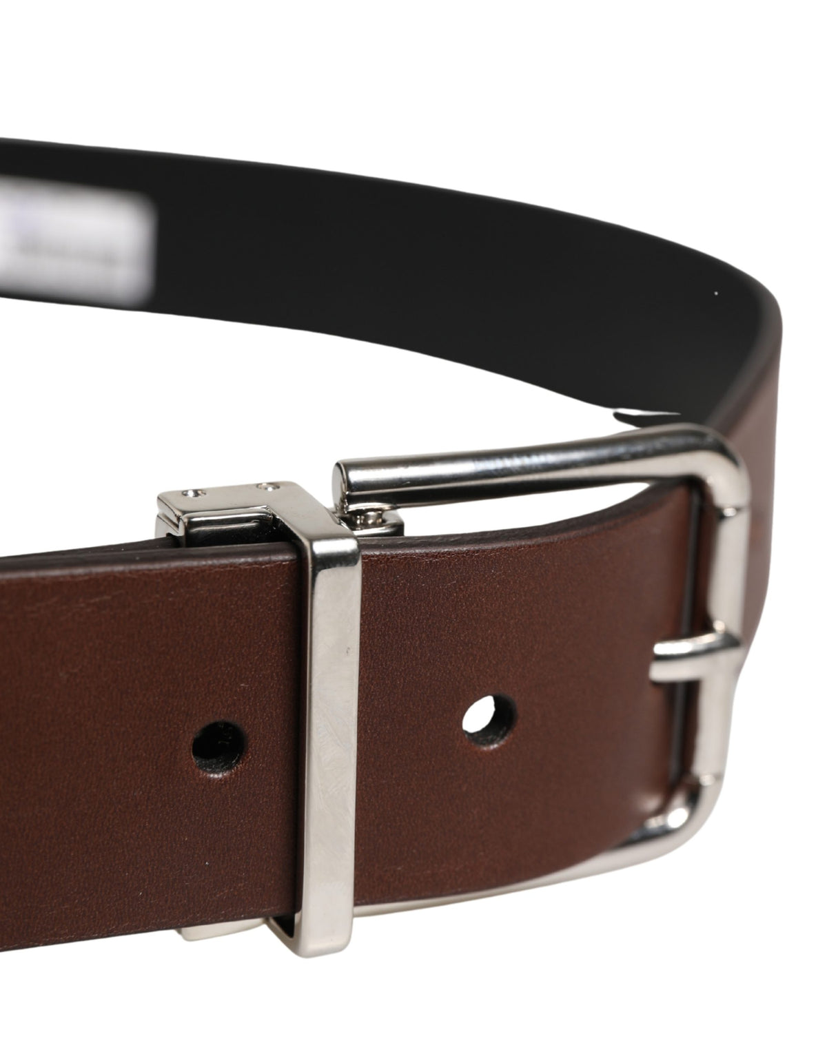 Dolce & Gabbana Men Brown Classic Leather Metal Buckle Men's Belt (Pre-Owned)