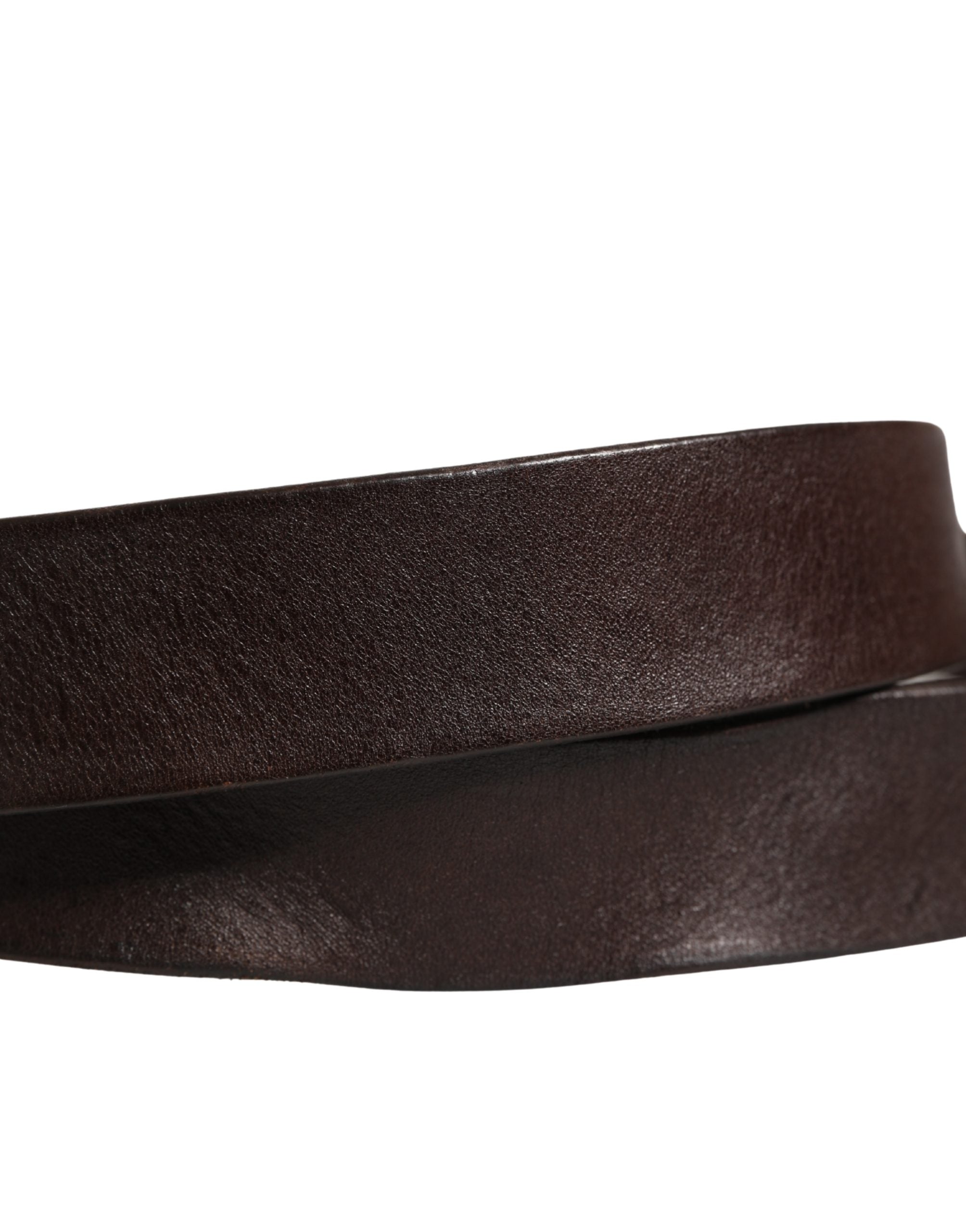 Dolce & Gabbana Men Brown Calf Leather Logo Metal Buckle Men's Belt (Pre-Owned)