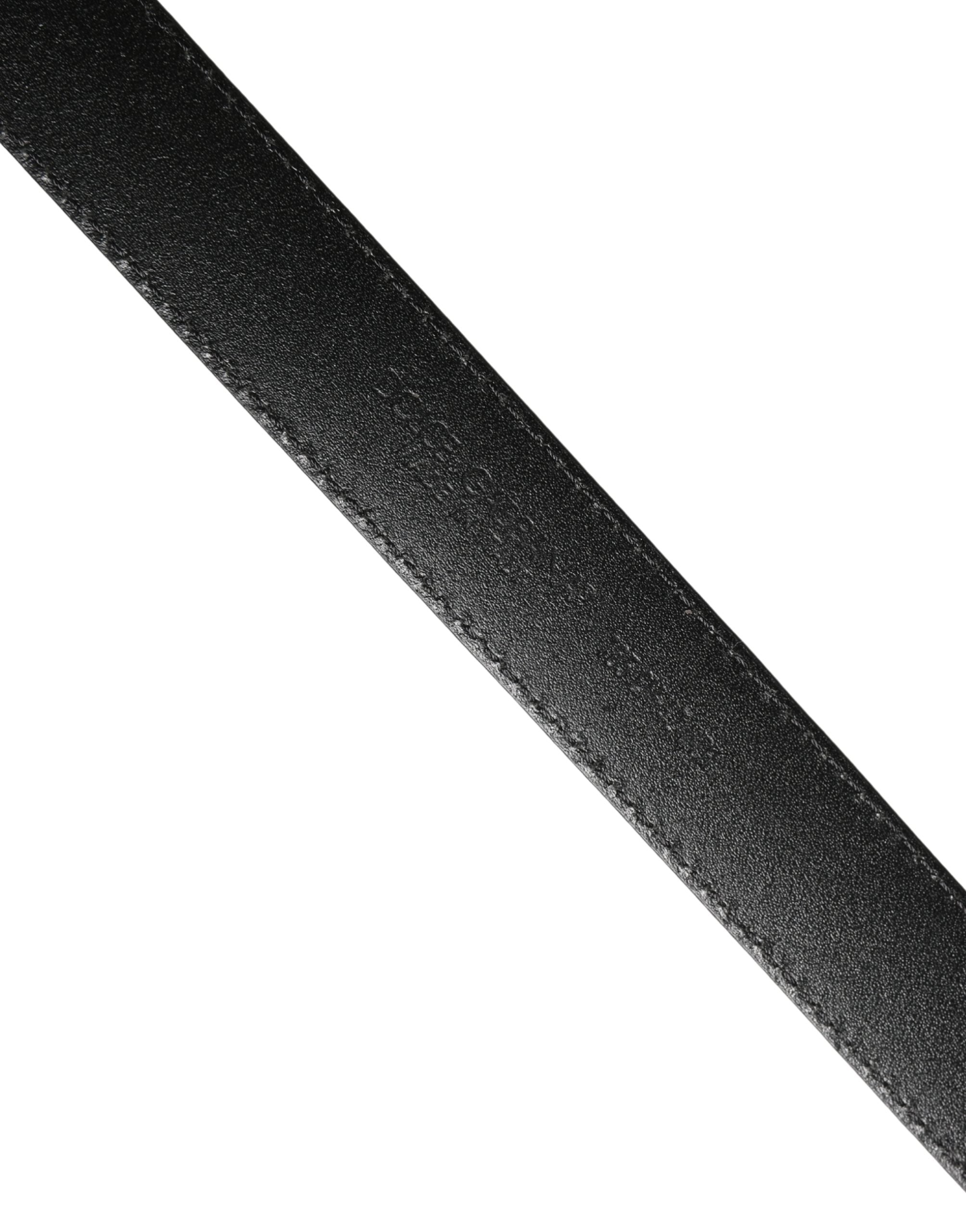 Dolce & Gabbana Men Black Calf Leather Logo Metal Buckle Men's Belt