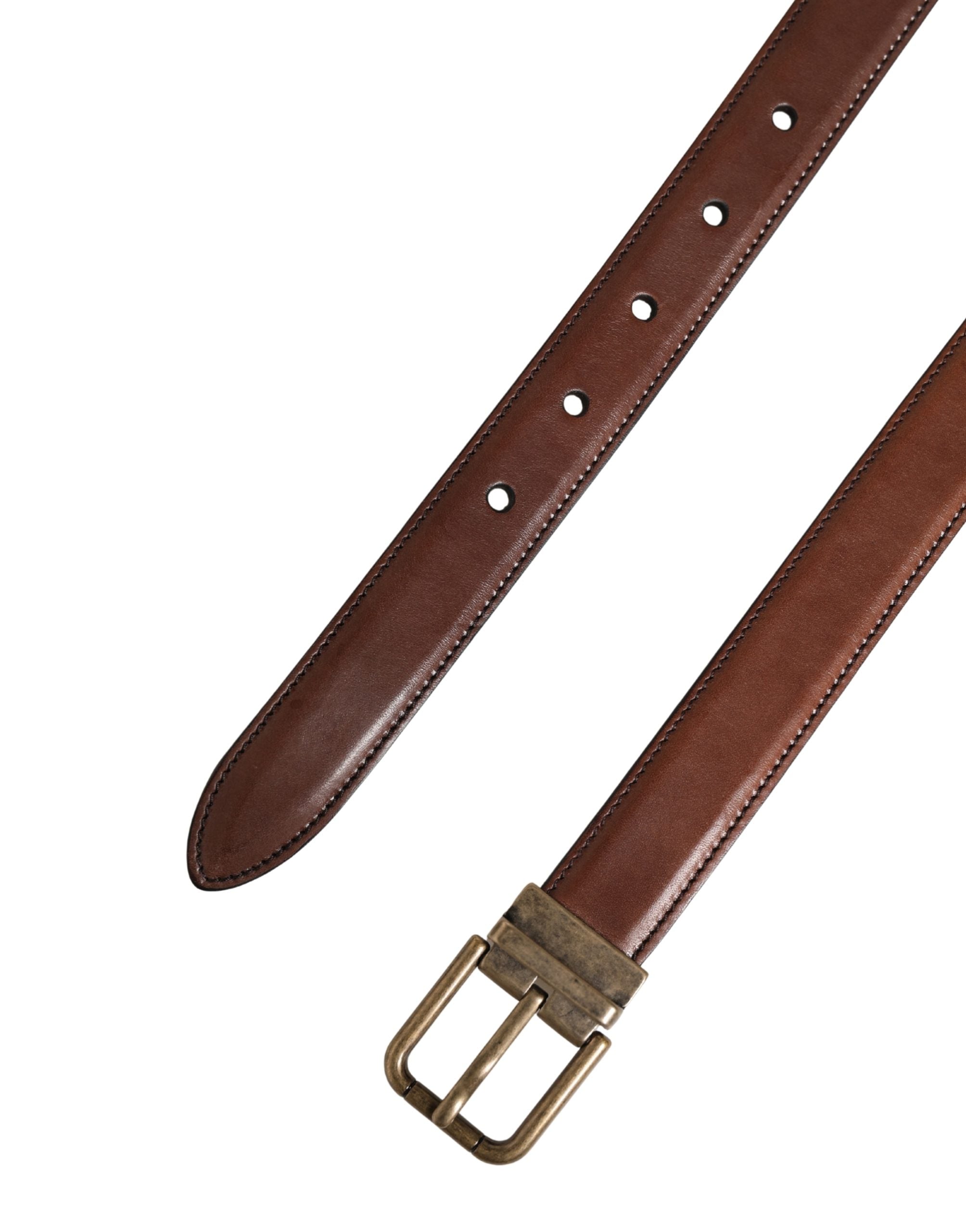 Dolce & Gabbana Men Brown Classic Leather Metal Buckle Men's Belt
