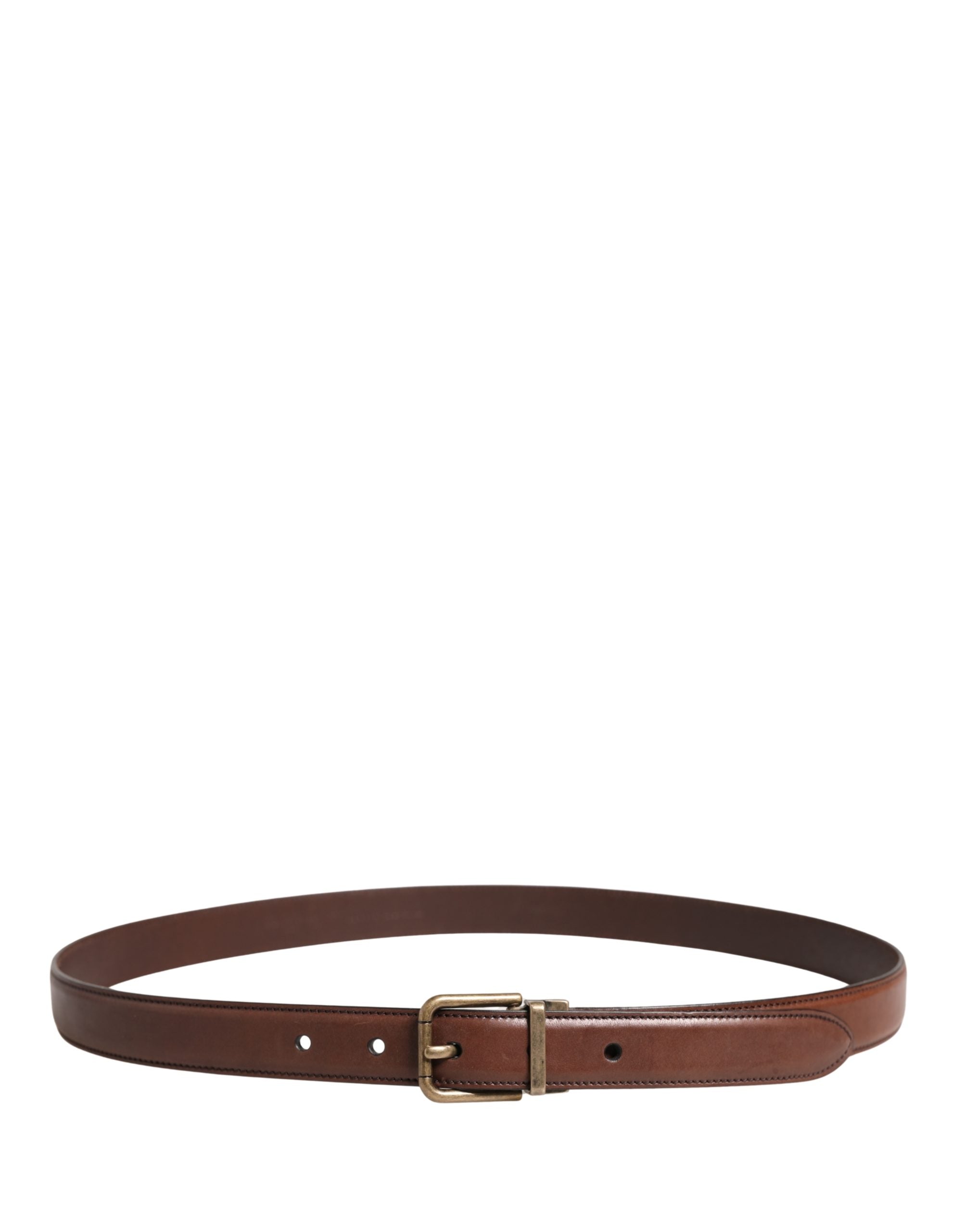 Dolce & Gabbana Men Brown Classic Leather Metal Buckle Men's Belt