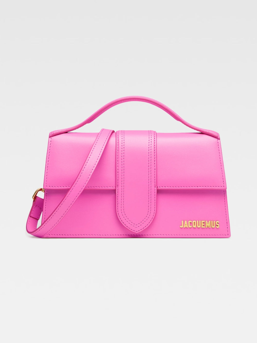Jacquemus Neon Pink Leather Le Grand Bambino Women's Handbag