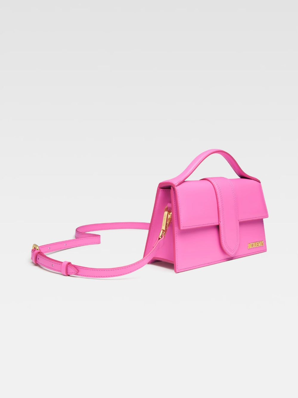 Jacquemus Neon Pink Leather Le Grand Bambino Women's Handbag
