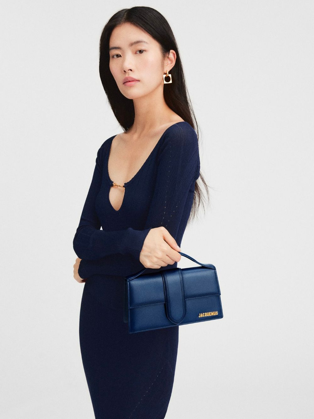 Jacquemus Dark NavyLeather Le Grand Bambino Women's Handbag