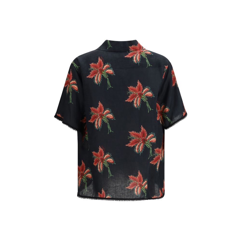 Black Linen Pattern Men's Shirt