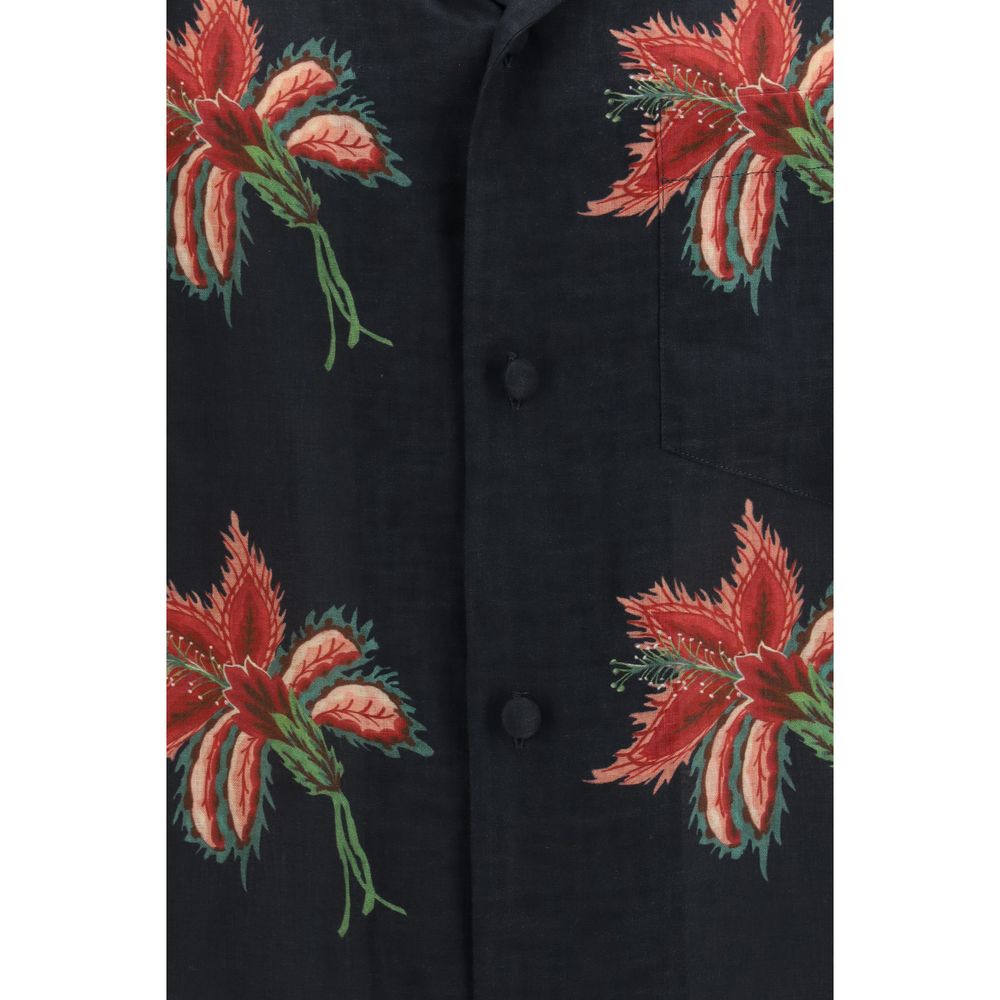 Black Linen Pattern Men's Shirt