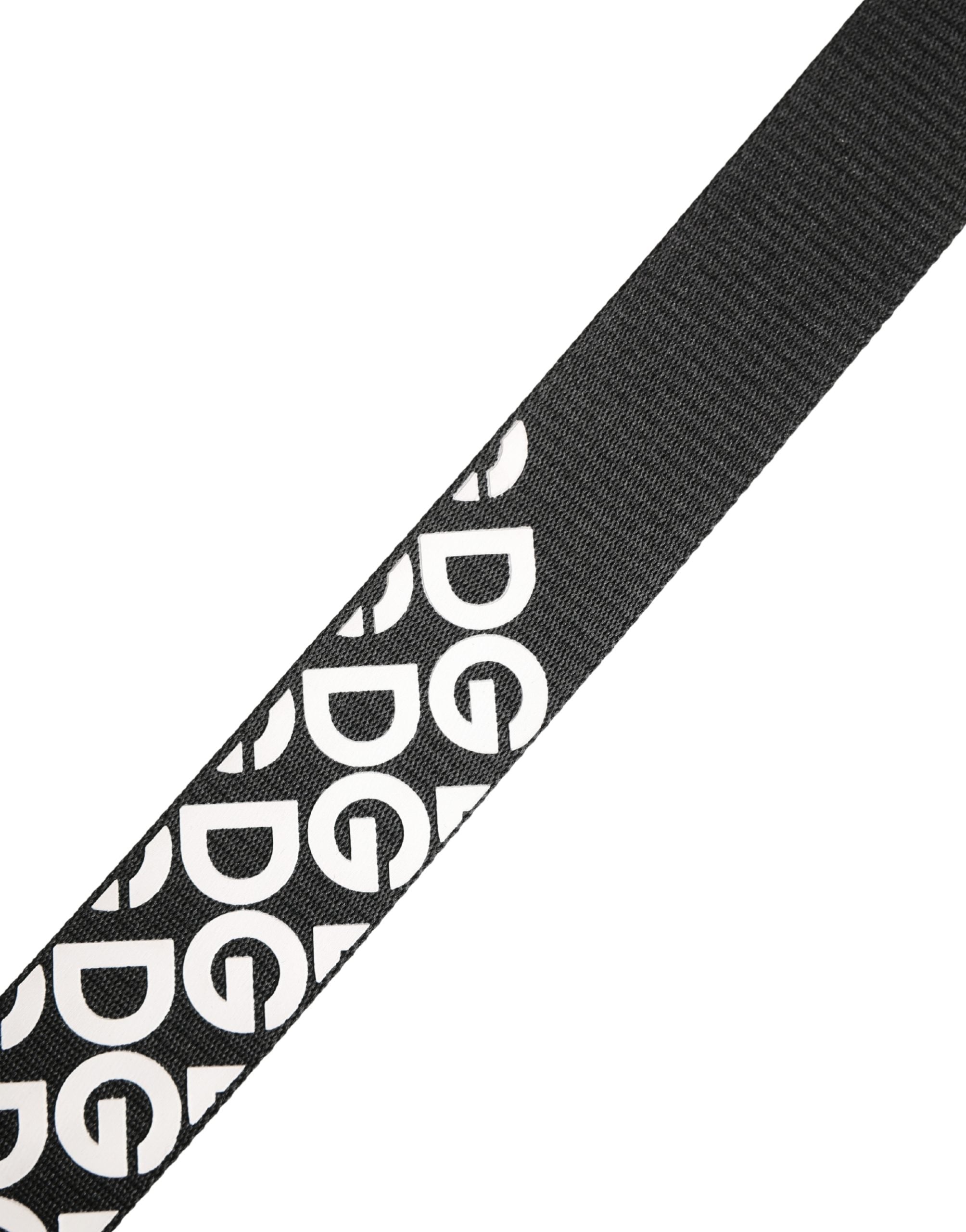 Dolce & Gabbana White Black Logo Leather Metal Buckle Men's Belt
