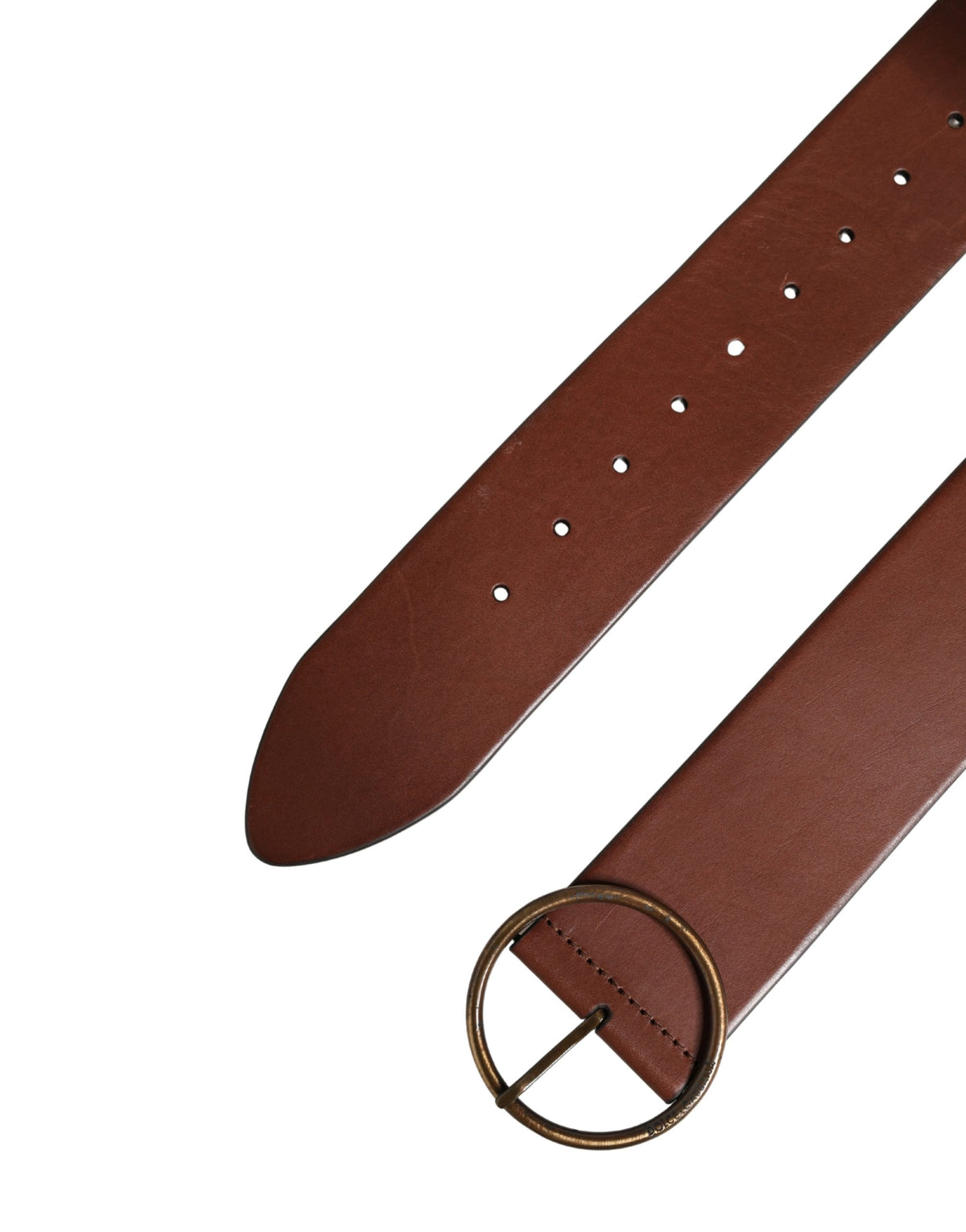 Dolce & Gabbana Brown Leather Wide Waist Metal Round Men's Belt