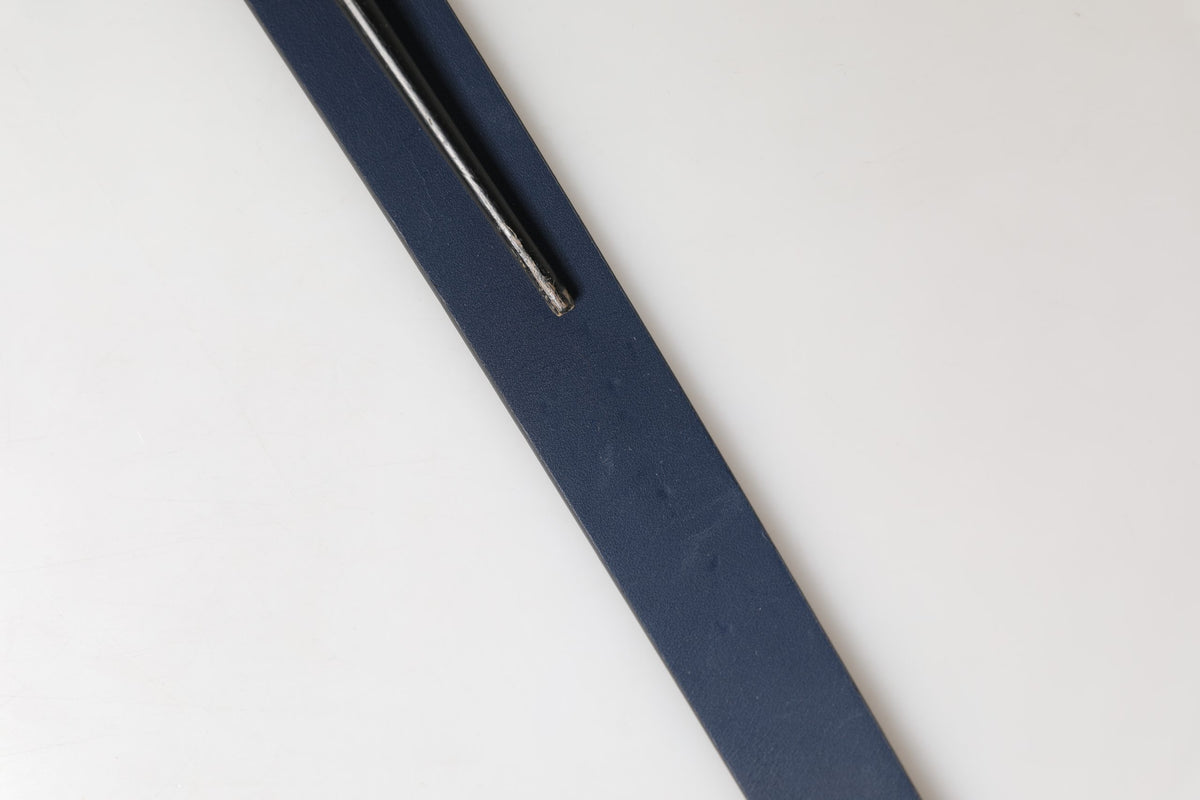 Dolce & Gabbana Blue Calf Leather Logo Metal Buckle Men's Belt (Pre-Owned)
