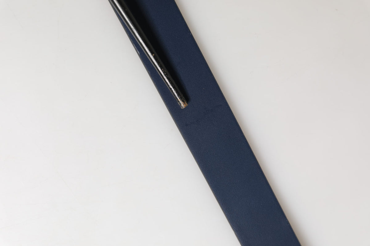 Dolce & Gabbana Men Blue Calf Leather Logo Metal Buckle Men's Belt (Pre-Owned)
