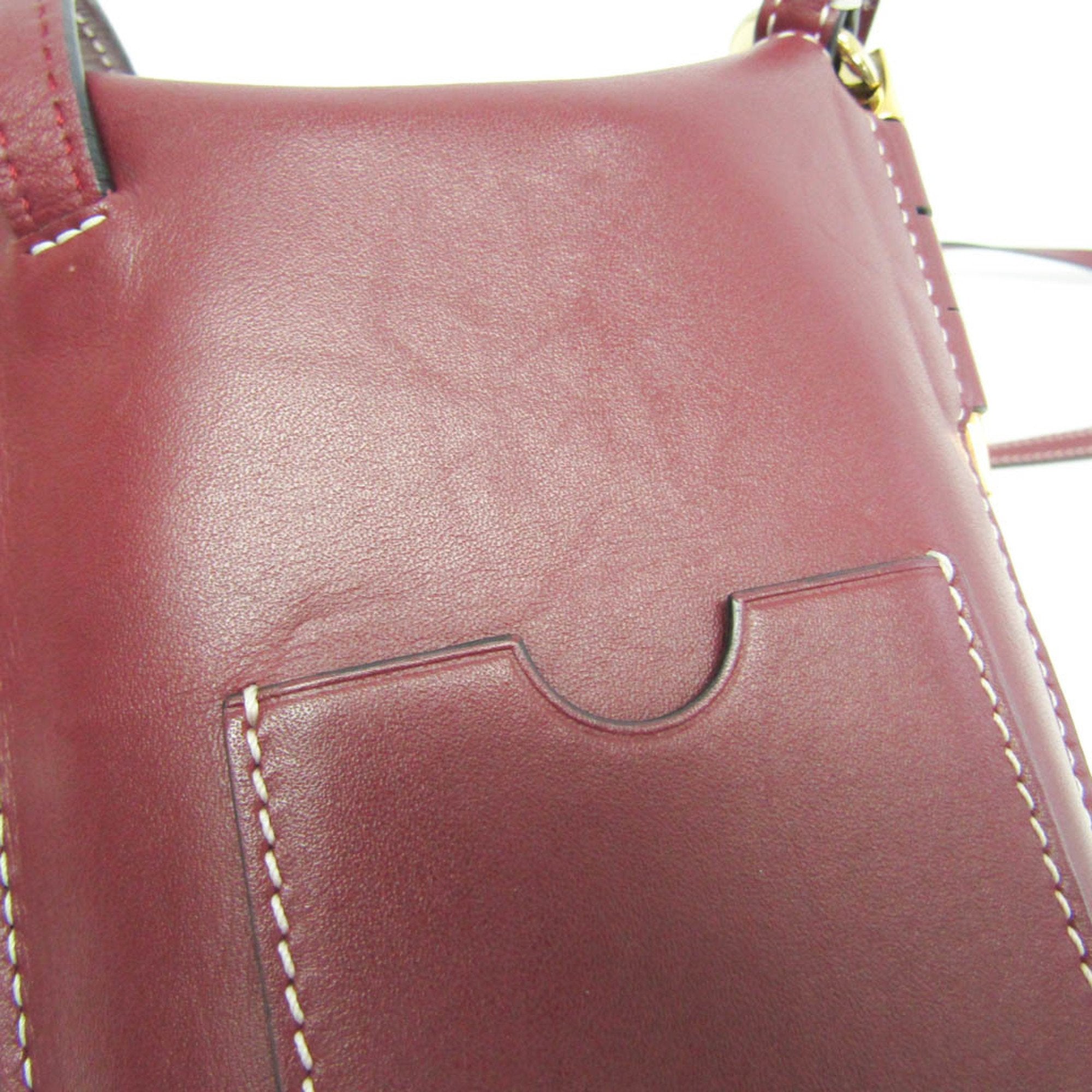 Loewe Gate Burgundy Leather Shoulder Bag (Pre-Owned)