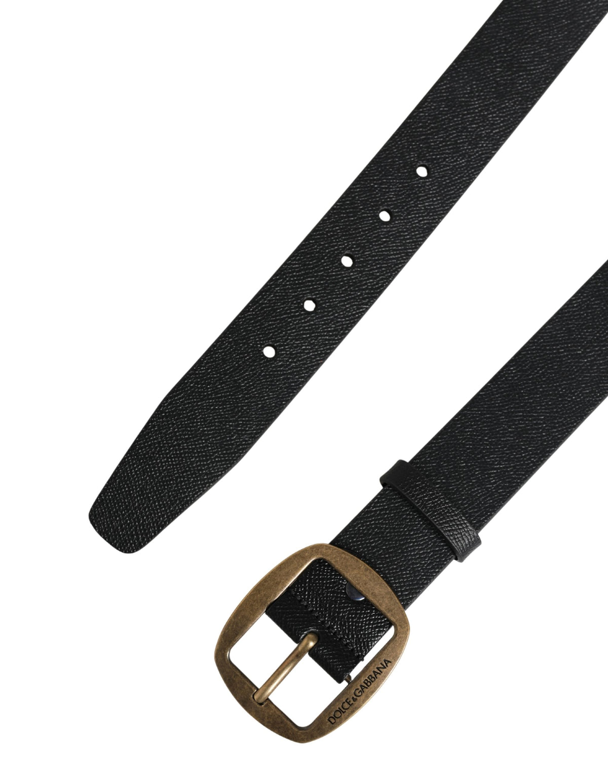 Dolce & Gabbana Men Black Classic Leather Metal Buckle Men's Belt