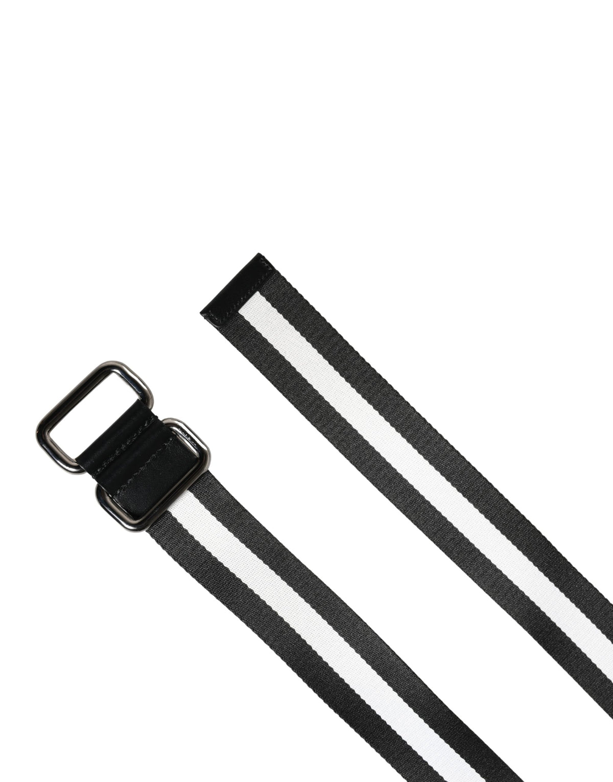 Dolce & Gabbana Men Black White Nylon Logo Metal Buckle Men's Belt (Pre-Owned)