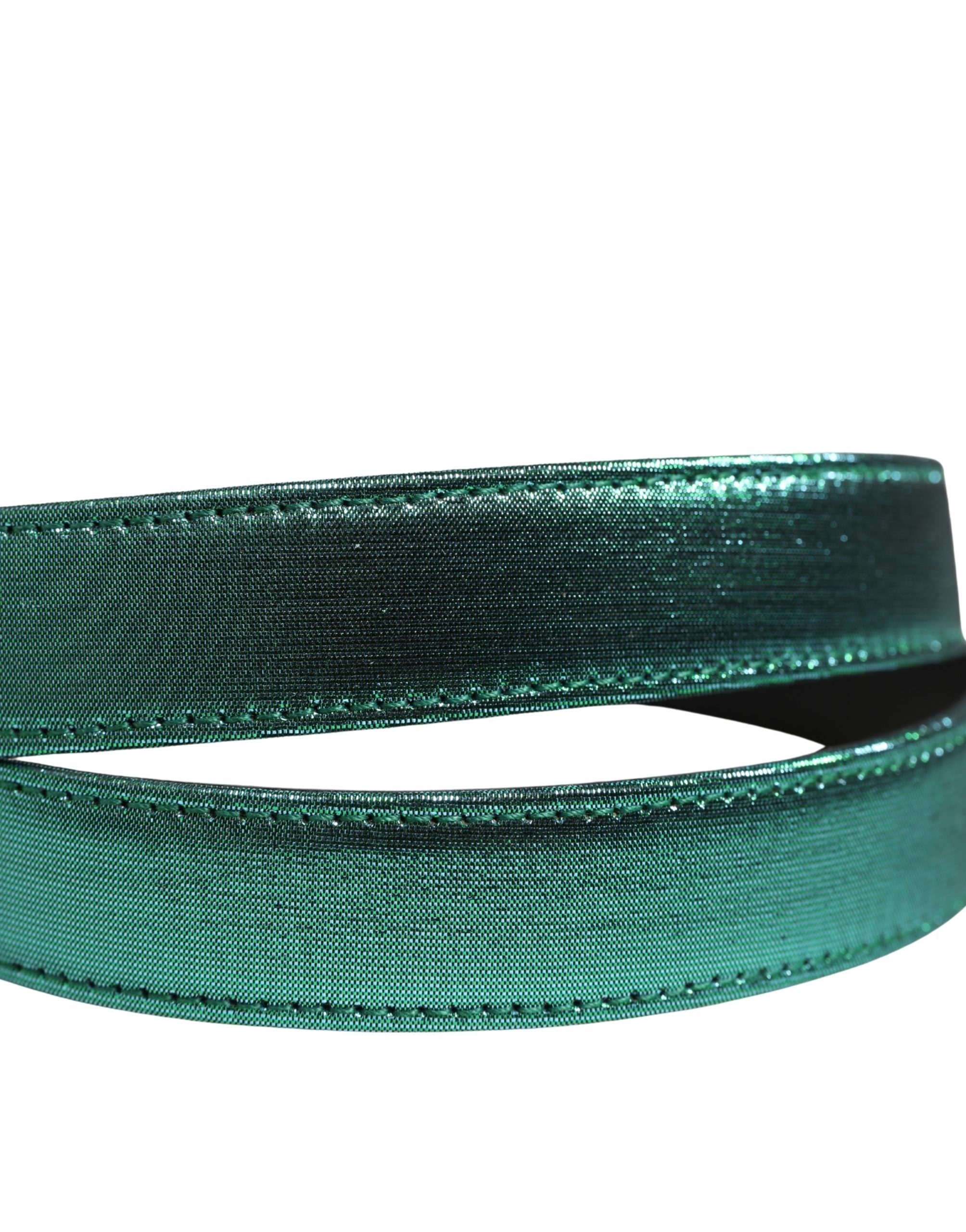 Dolce & Gabbana Men Green Lurex Polyester Metal Buckle Men's Belt
