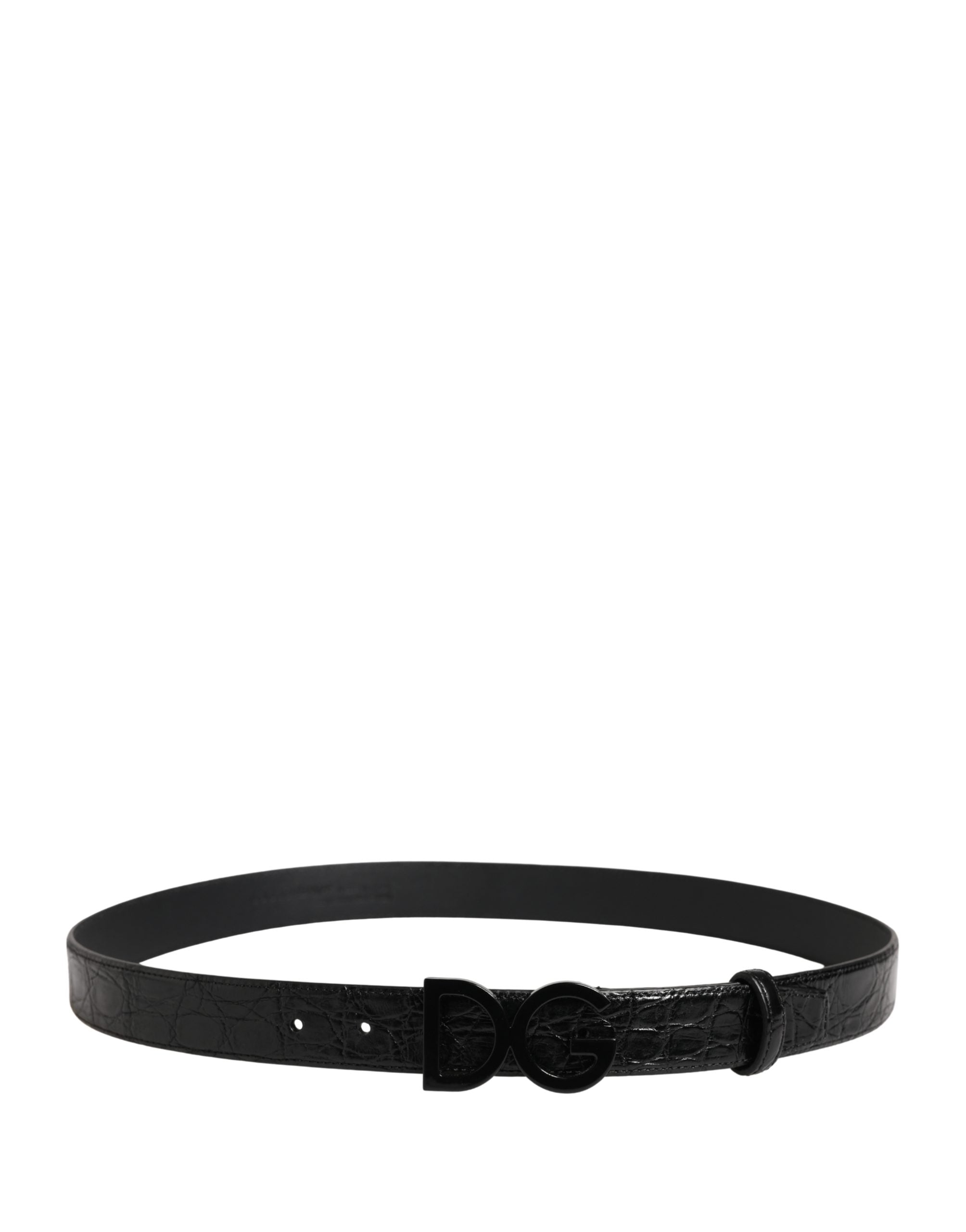 Dolce & Gabbana Men Black Exotic Leather Logo Buckle Men's Belt