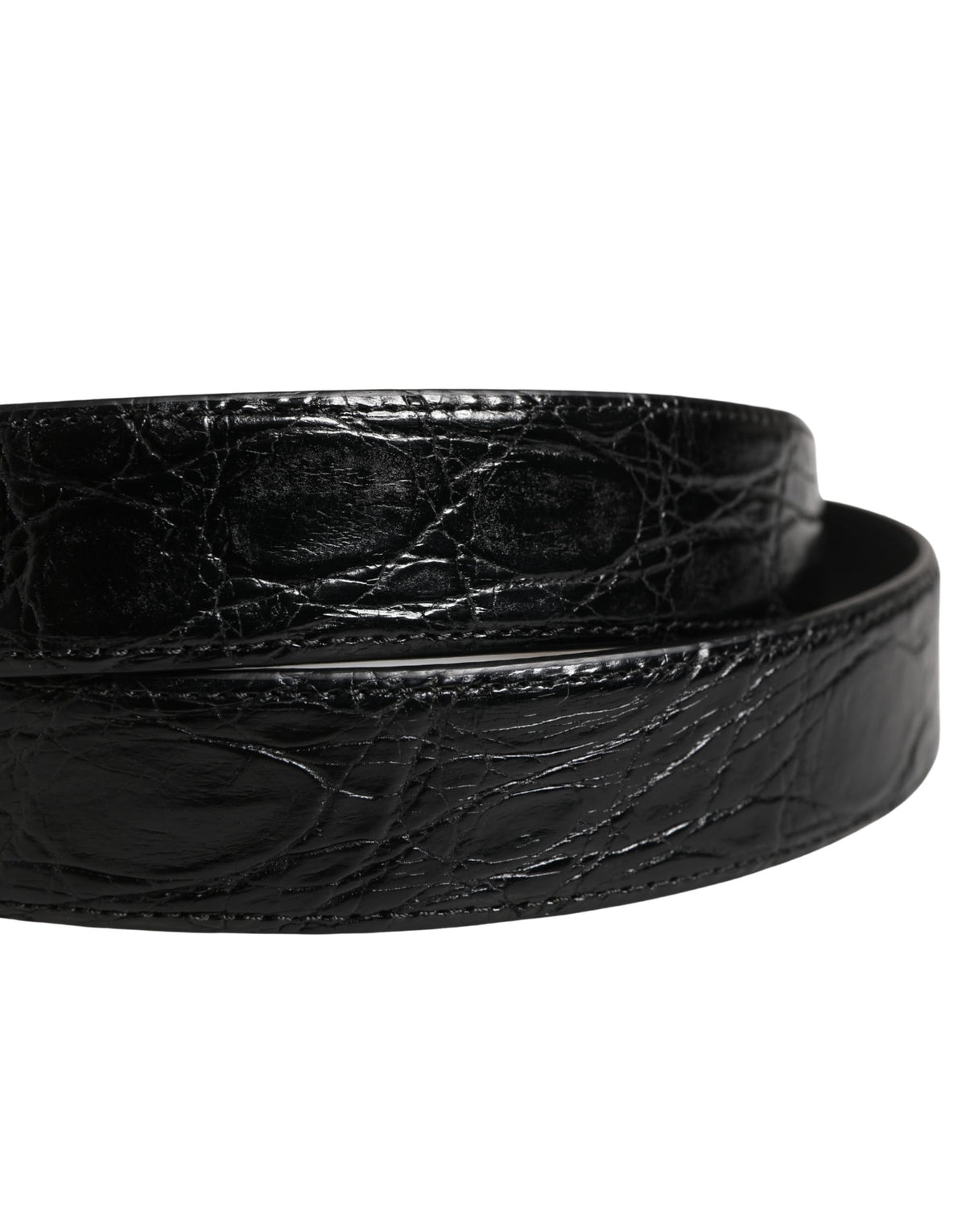 Dolce & Gabbana Men Black Exotic Leather Logo Buckle Men's Belt