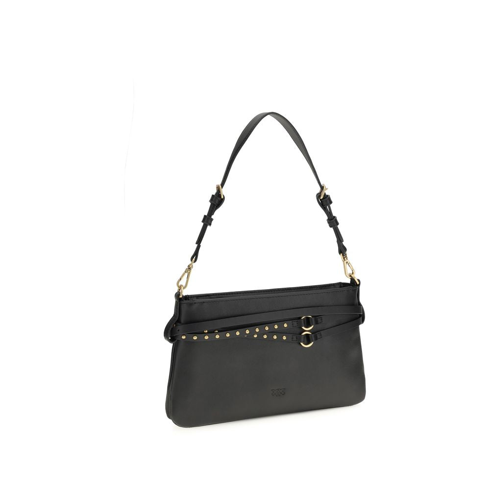 PINKO Black Calf Leather Bos Taurus Shoulder Women's Bag