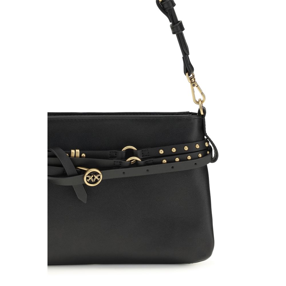 PINKO Black Calf Leather Bos Taurus Shoulder Women's Bag