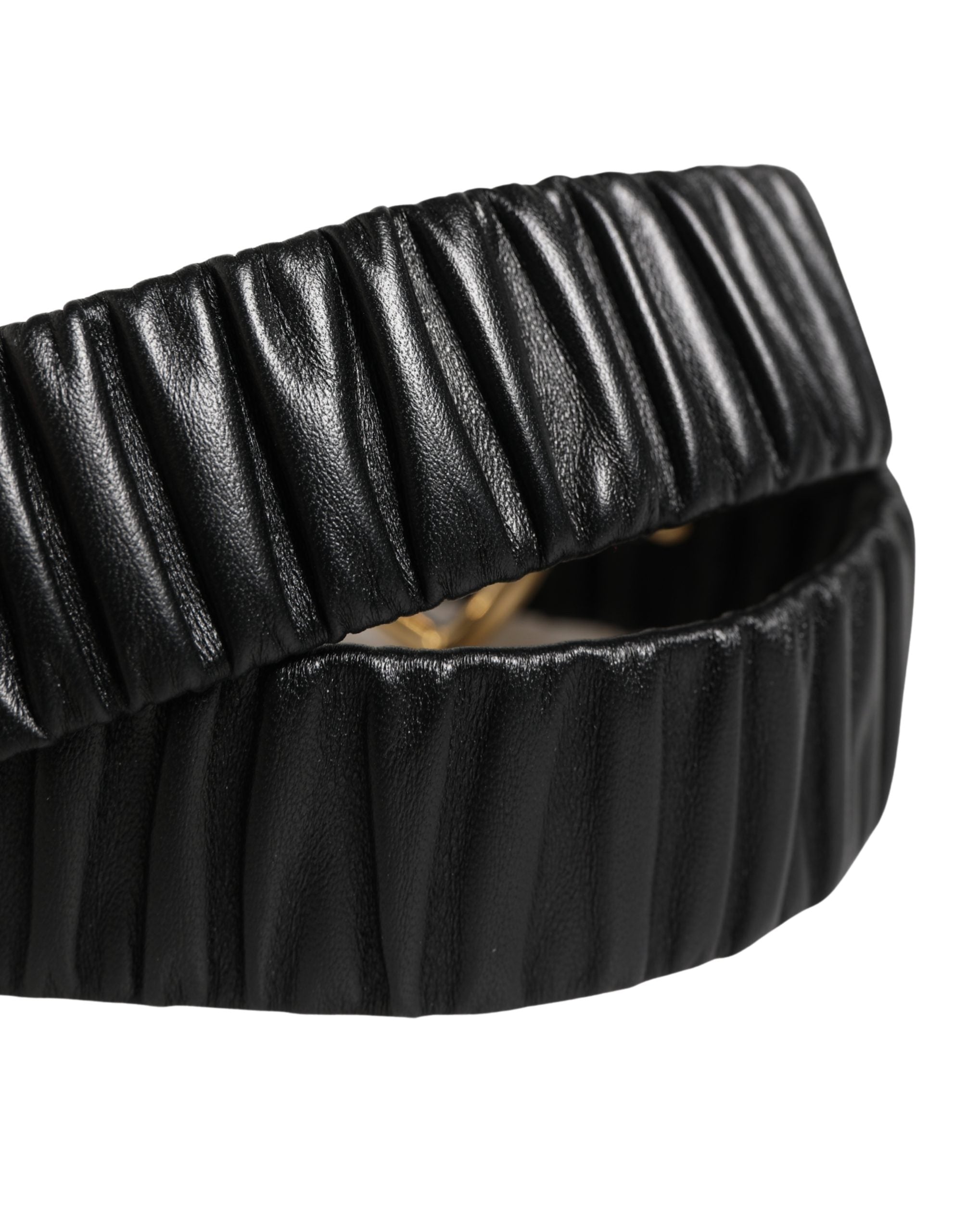 Dolce & Gabbana Black Leather Gold Heart Metal Buckle Women's Belt