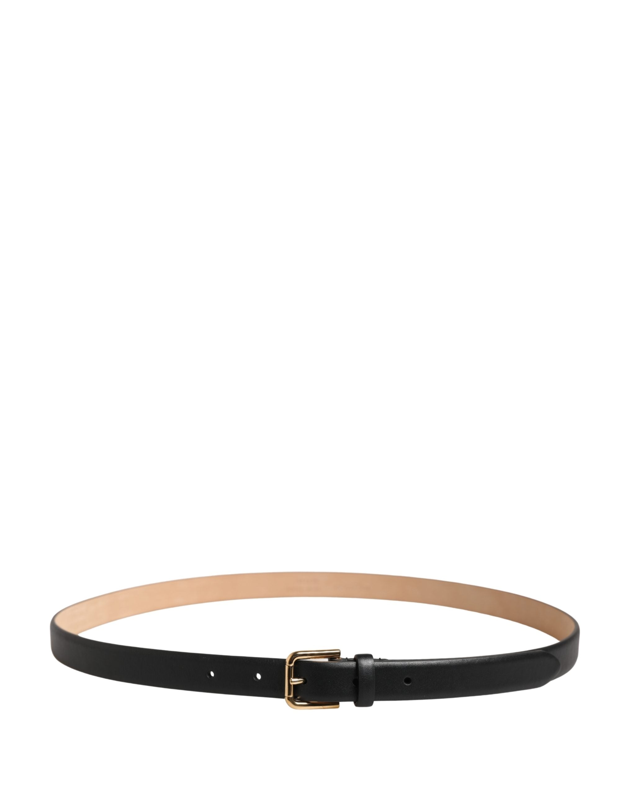Dolce & Gabbana Black Classic Leather Gold Metal Buckle Women's Belt