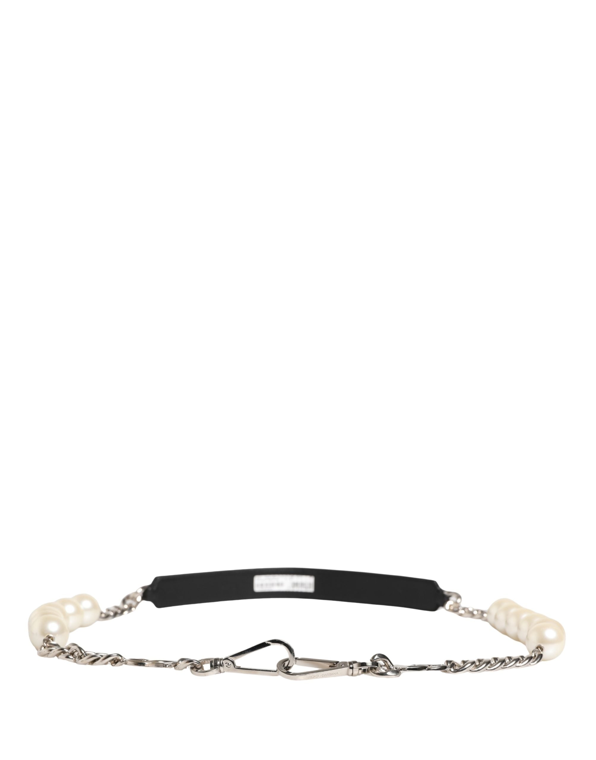 Dolce & Gabbana Black Leather Silver Chain Bag Accessory Shoulder Women's Strap