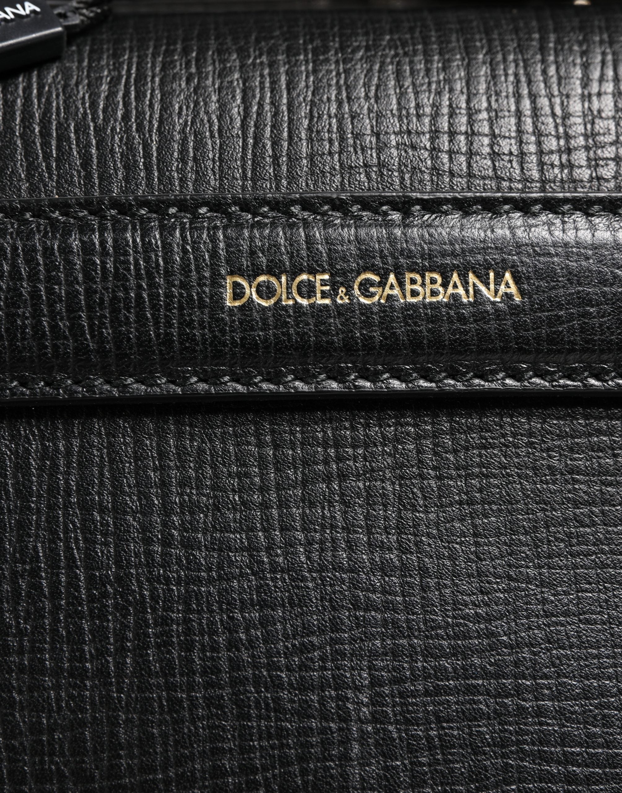 Dolce & Gabbana Black Car Man Applique Leather Weekender Borse Men's Bag