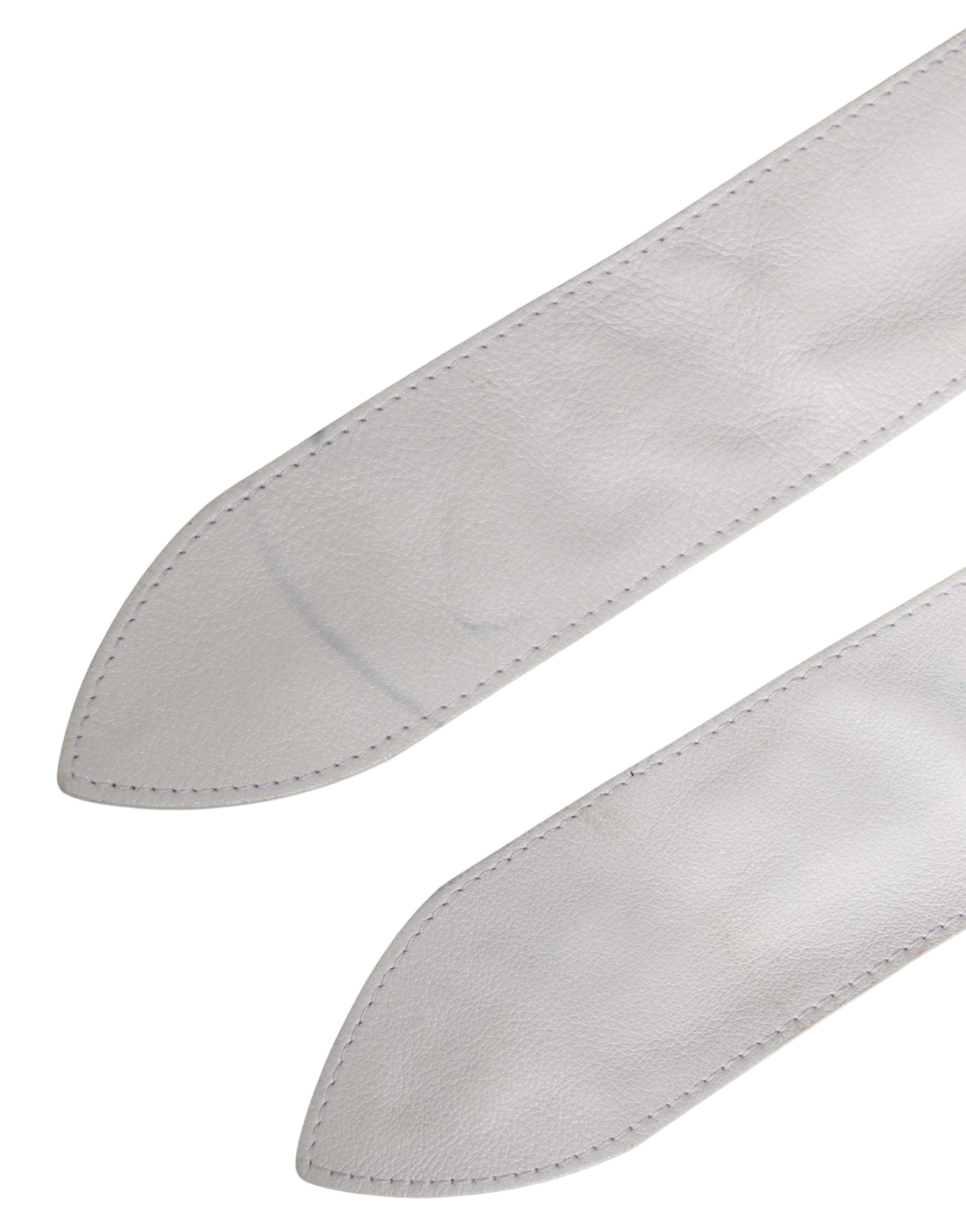 Orciani Women White Leather Embellished Wide Waist Cintura Women's Belt (Pre-Owned)