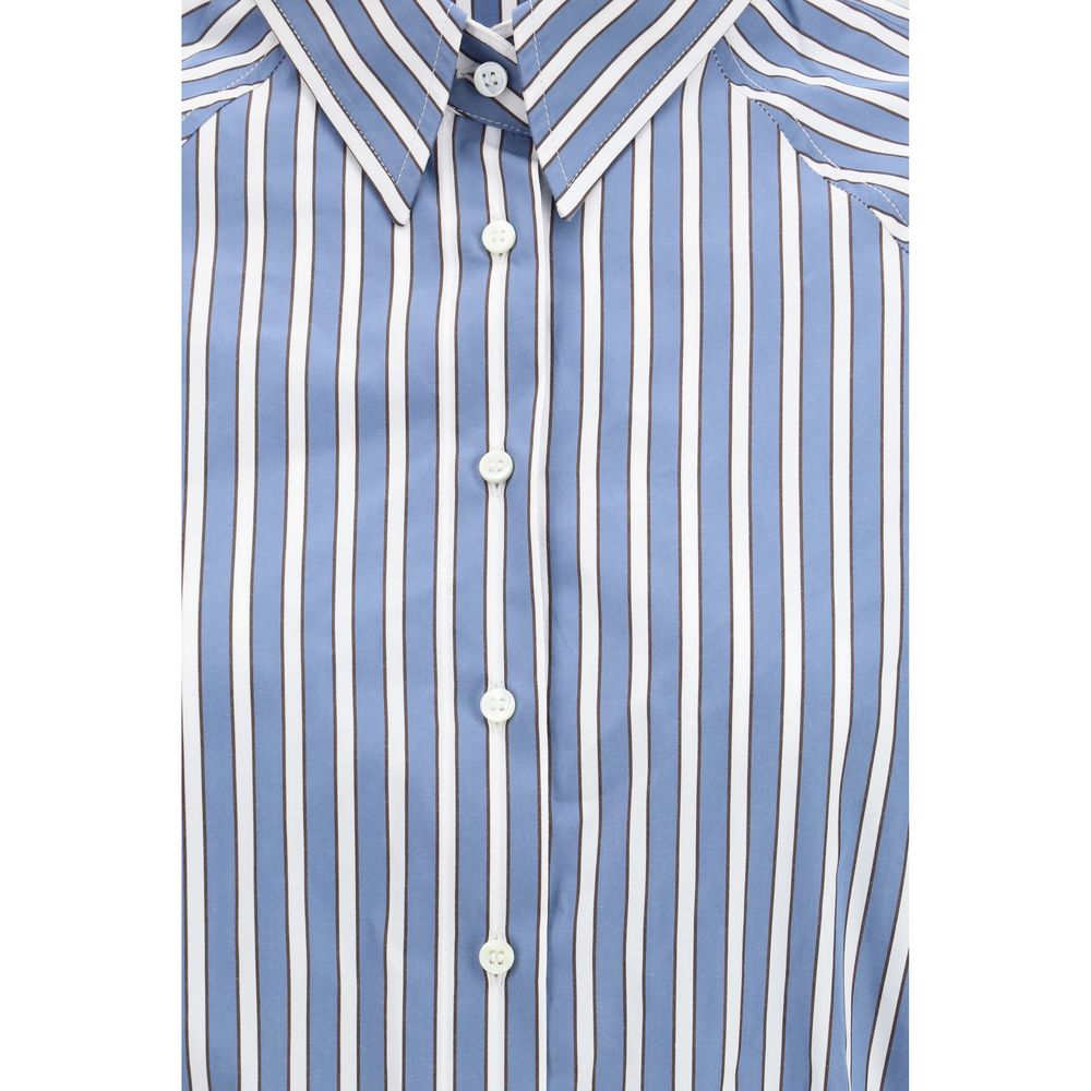 Brunello Cucinelli Blue Cotton Pattern Women's Shirt