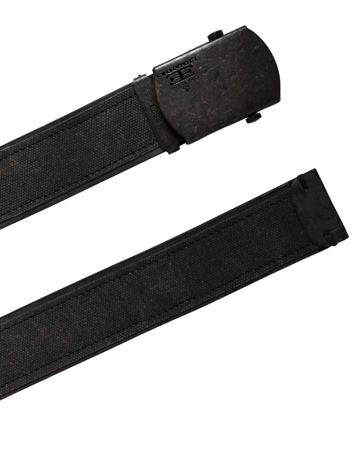 Ermanno Scervino Black Leather Cotton Logo Metal Buckle Women's Belt (Pre-Owned)